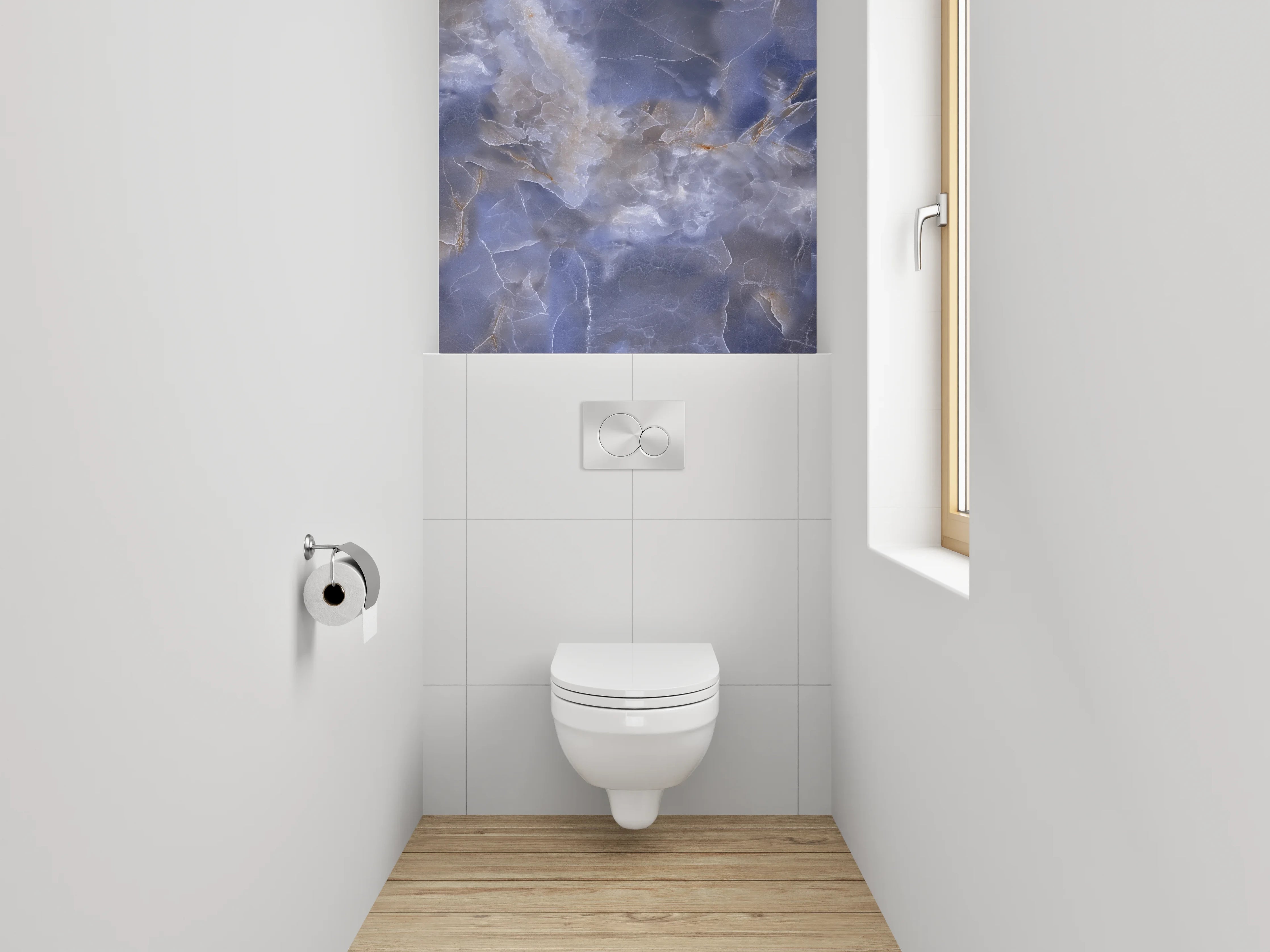 WC-Rückwand - Blauer Onyx Marmoroptik