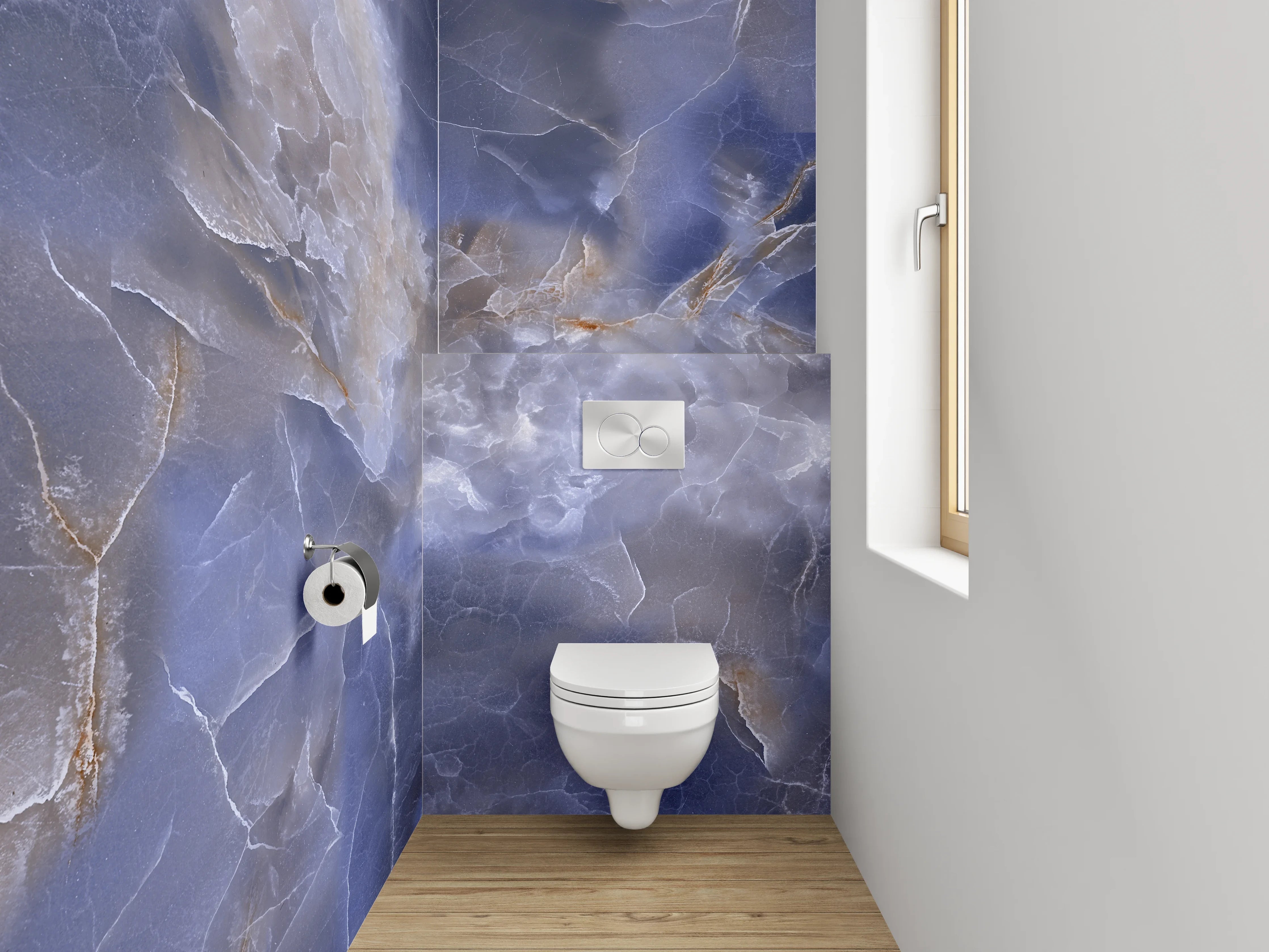 WC-Rückwand - Blauer Onyx Marmoroptik