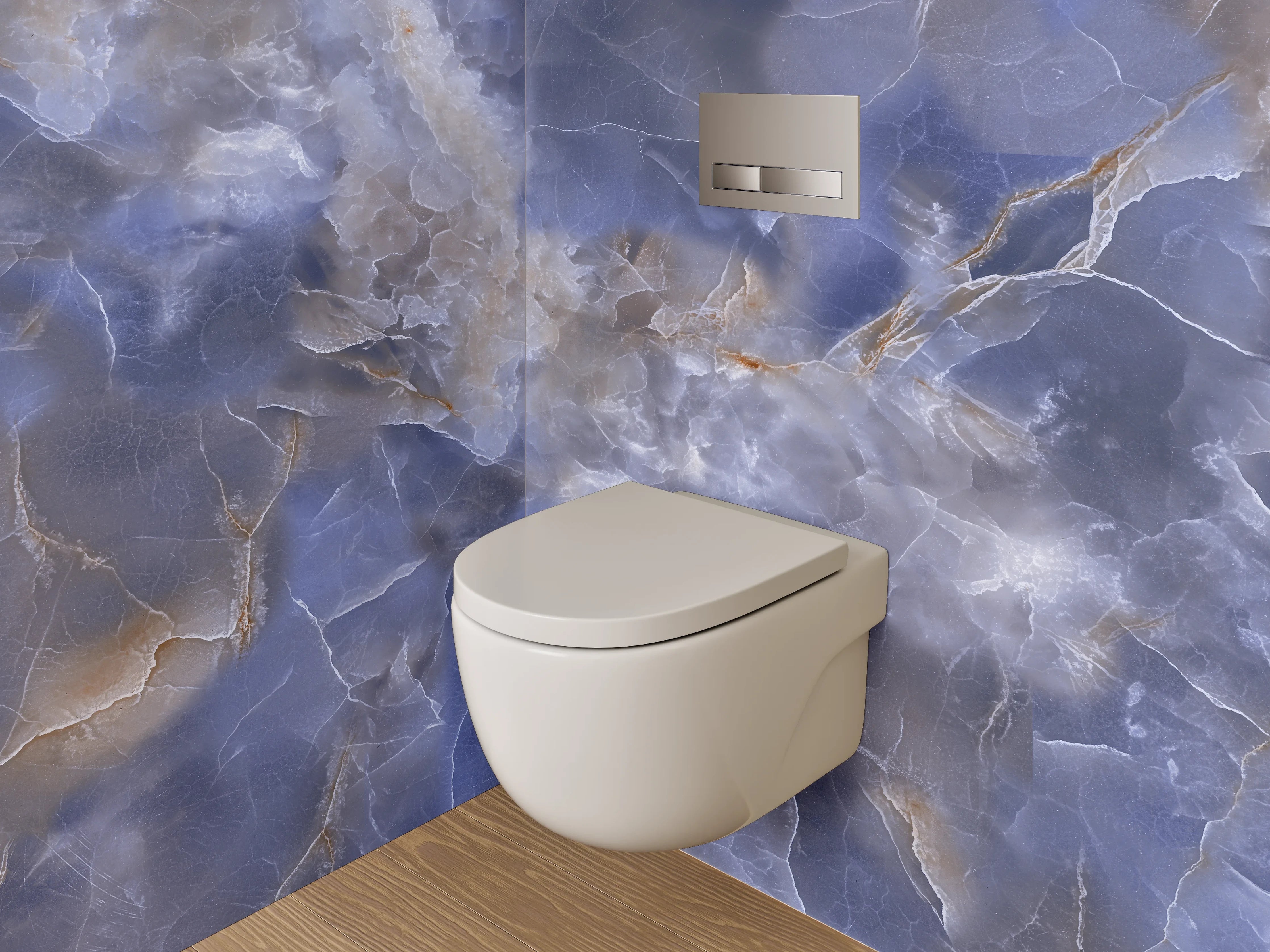 WC-Rückwand - Blauer Onyx Marmoroptik