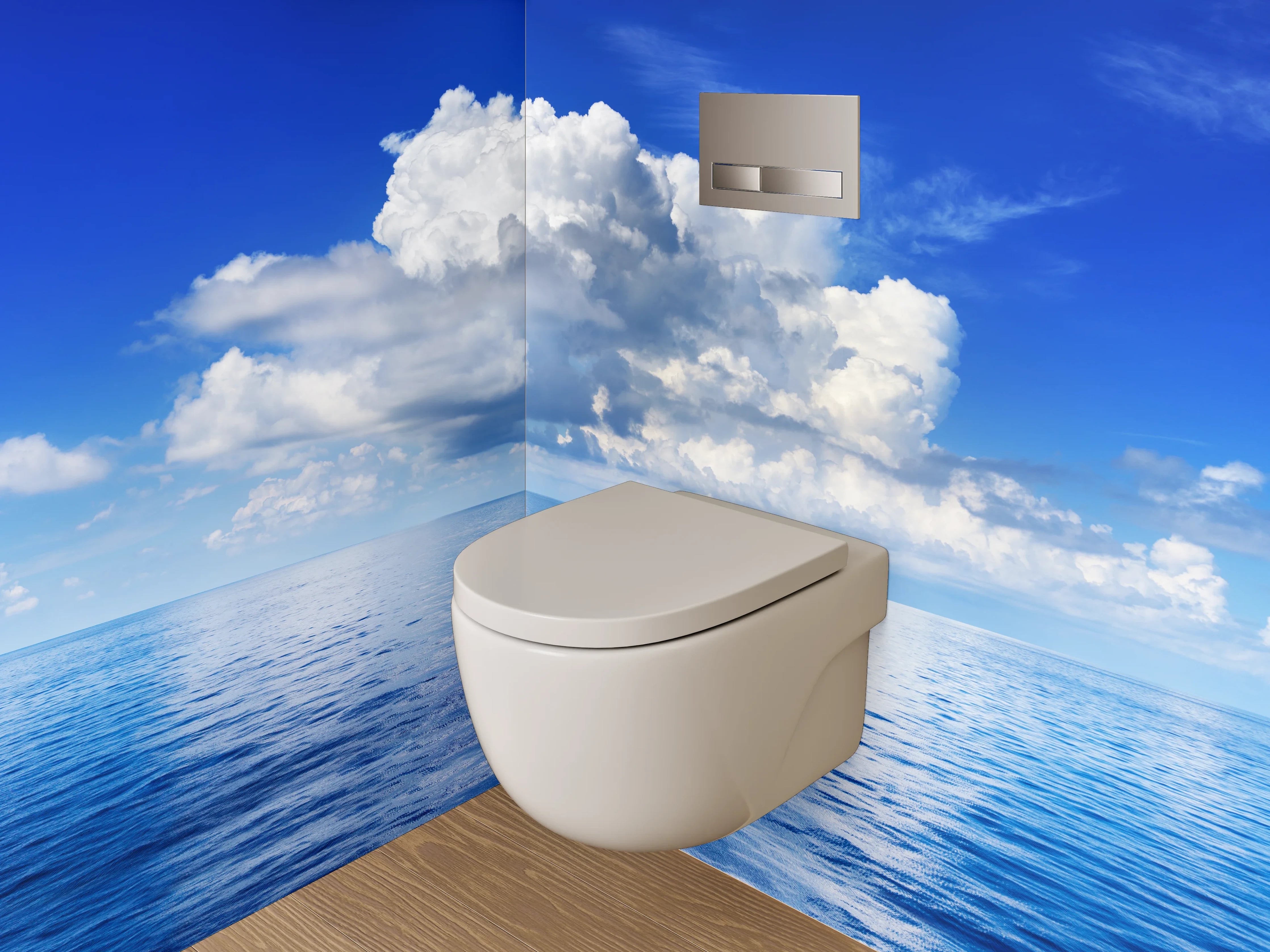 WC-Rückwand - Blauer Ozean trifft Wolkenhimmel