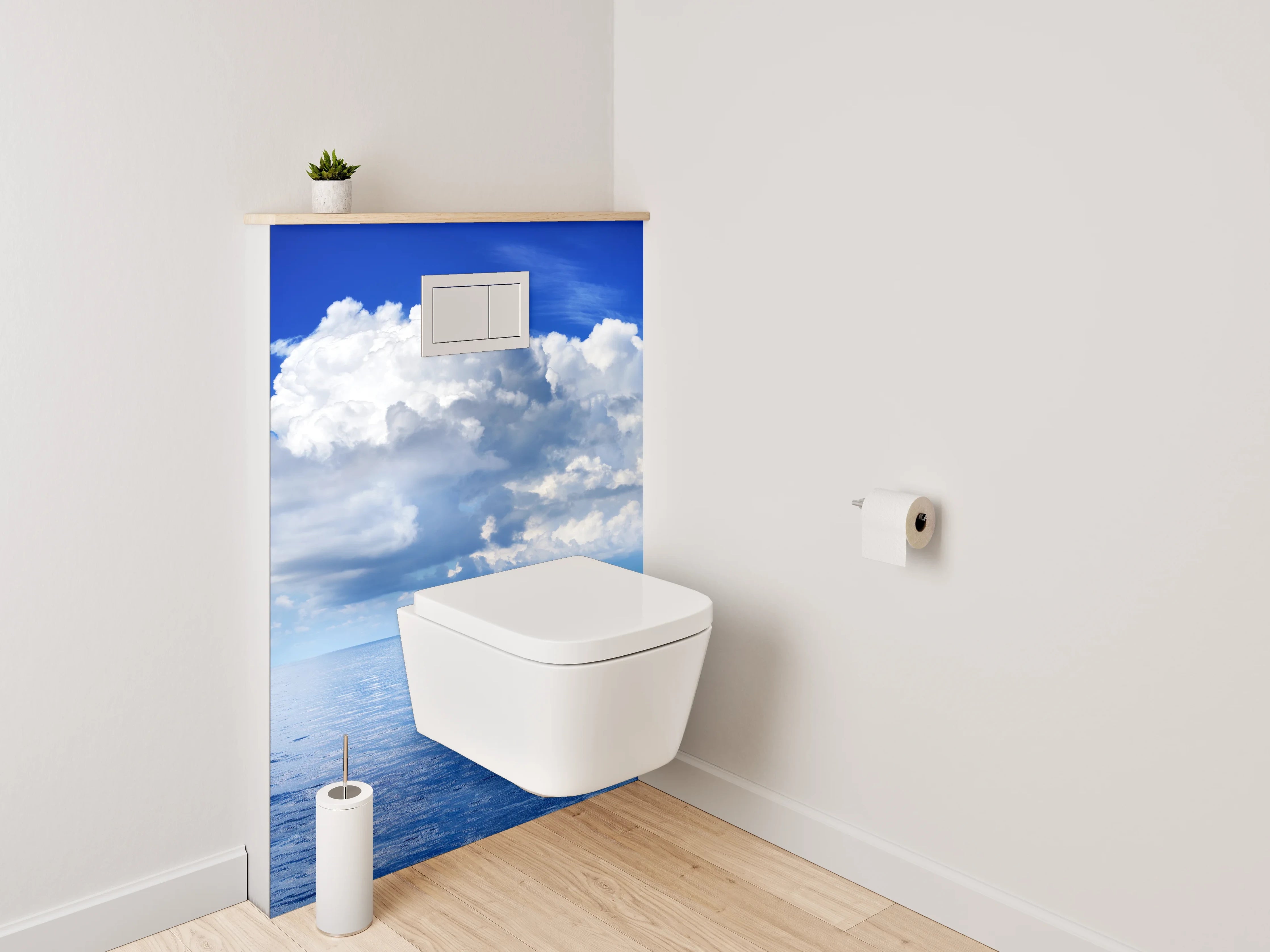 WC-Rückwand - Blauer Ozean trifft Wolkenhimmel