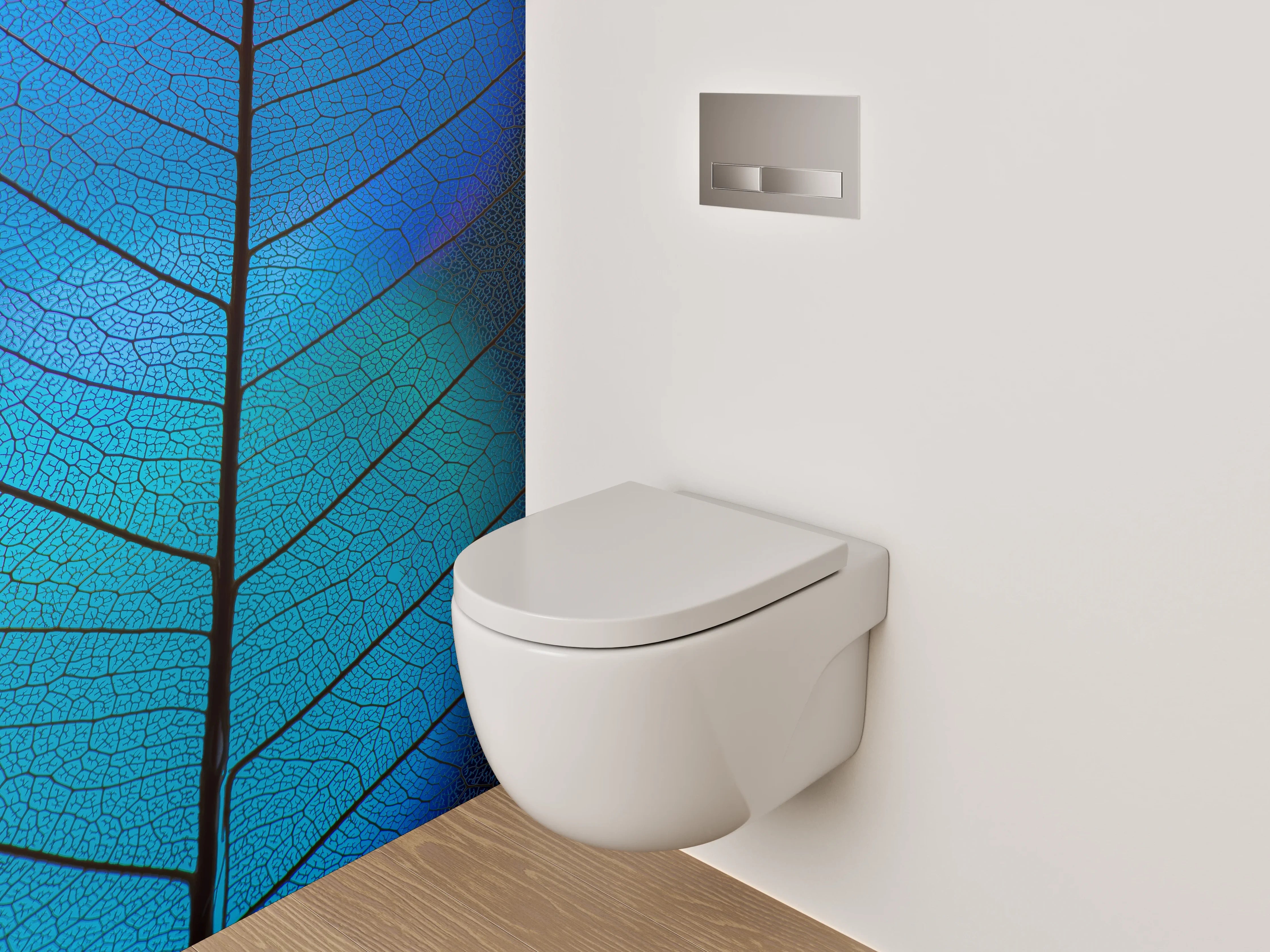 WC-Rückwand - Blaues Blatt-Muster Makroaufnahme