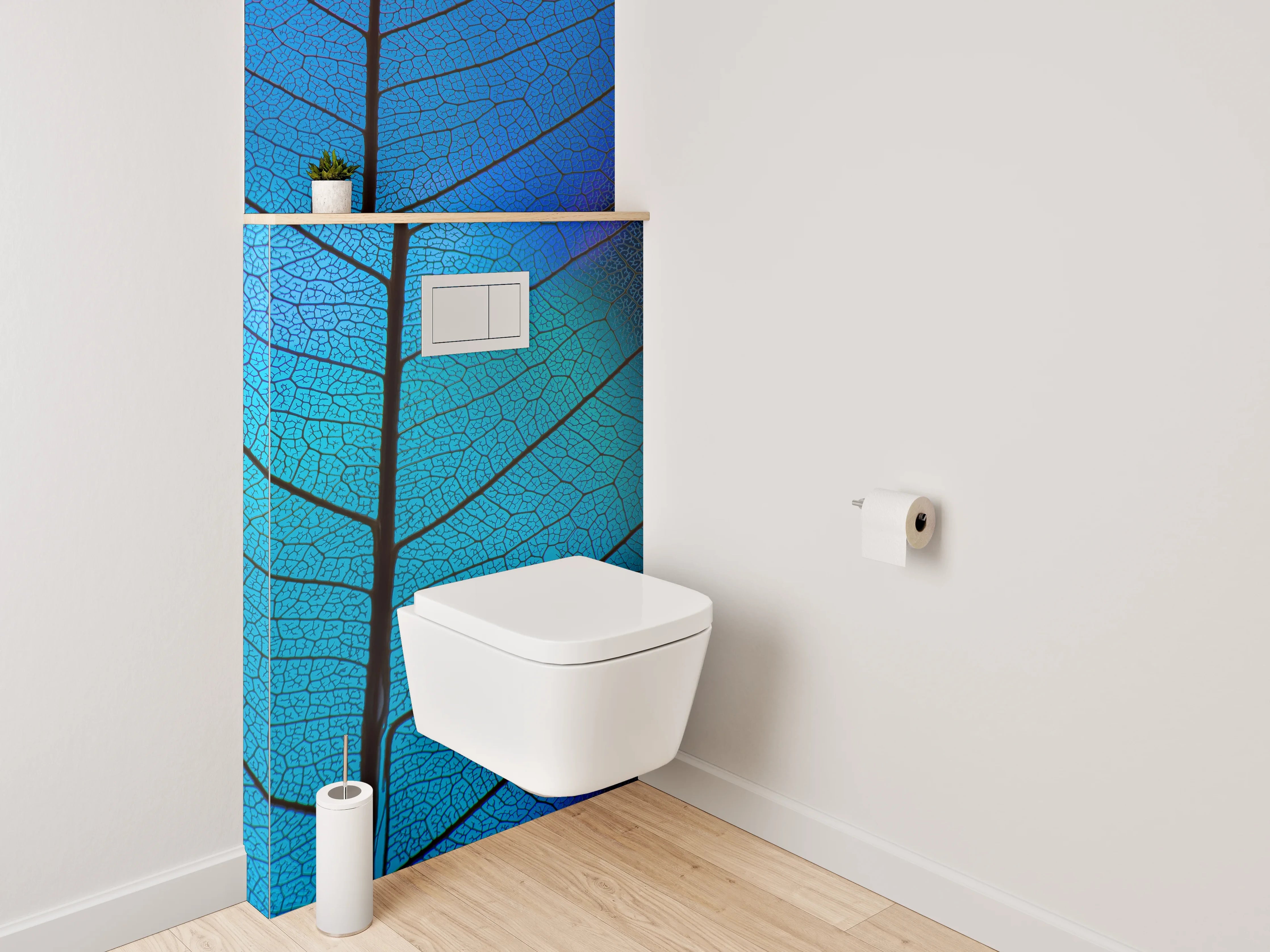 WC-Rückwand - Blaues Blatt-Muster Makroaufnahme
