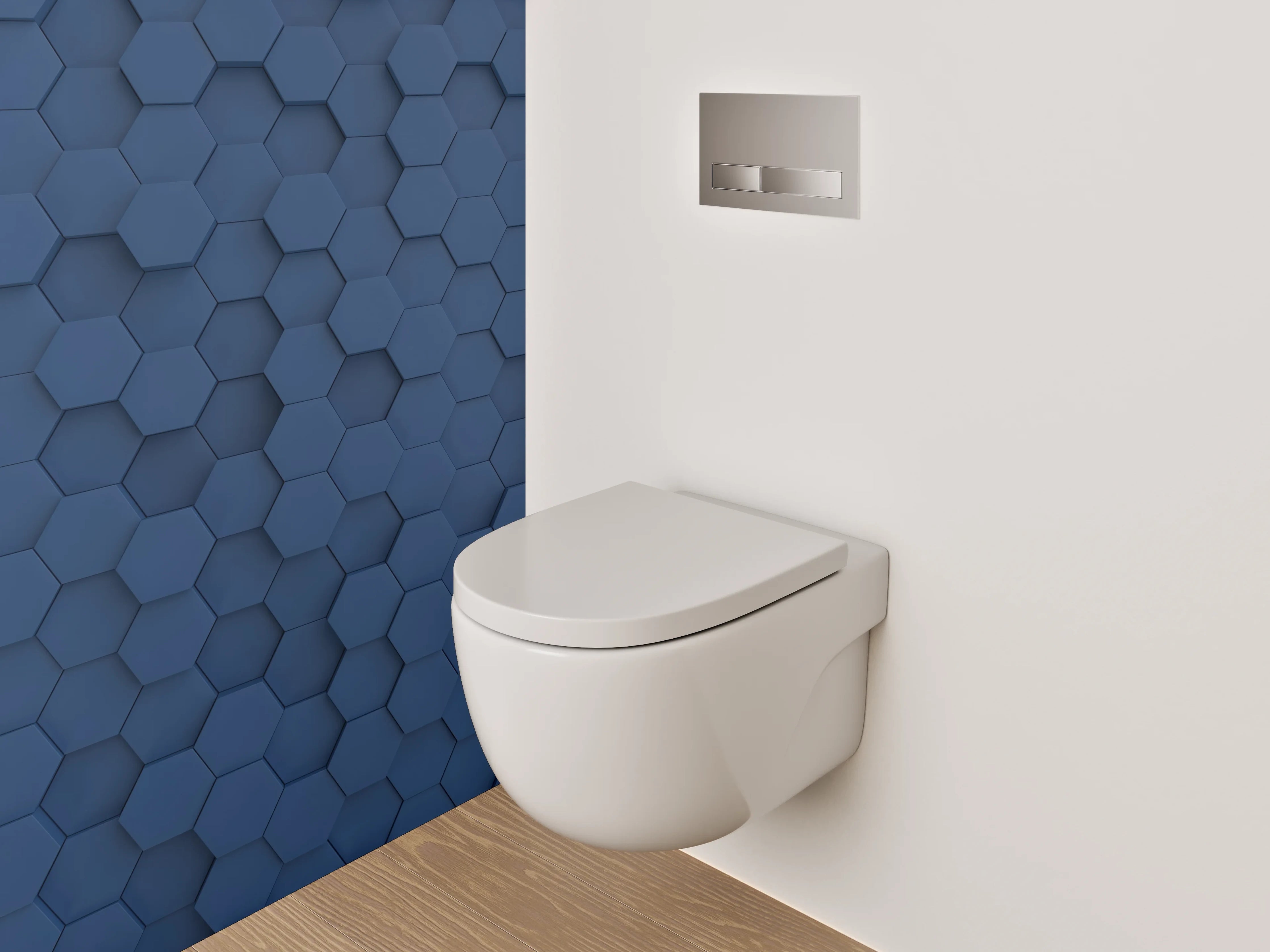 WC-Rückwand - Blaues Hexagon 3D Muster