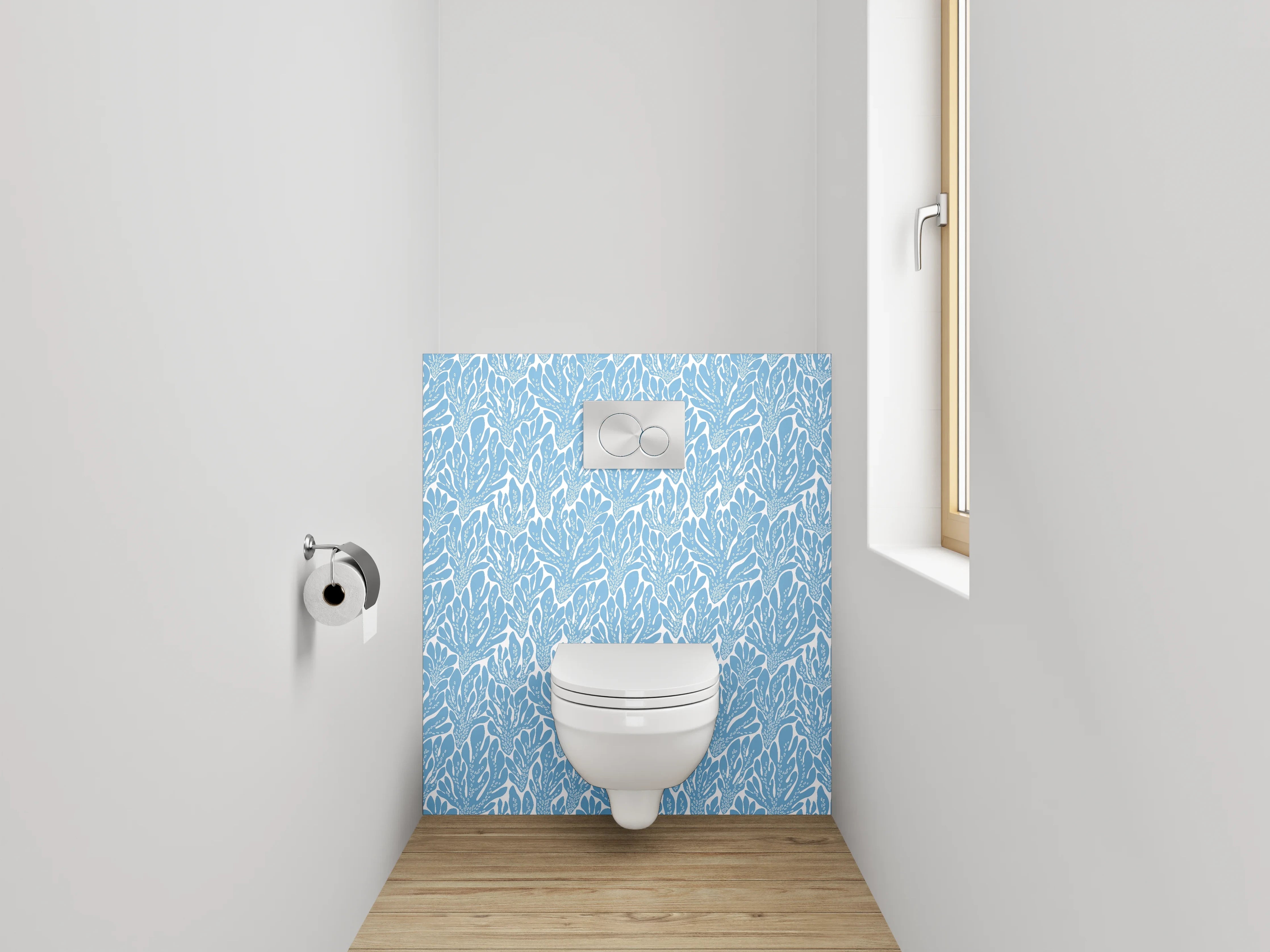 WC-Rückwand - Blaues Meerblatt-Muster Modern