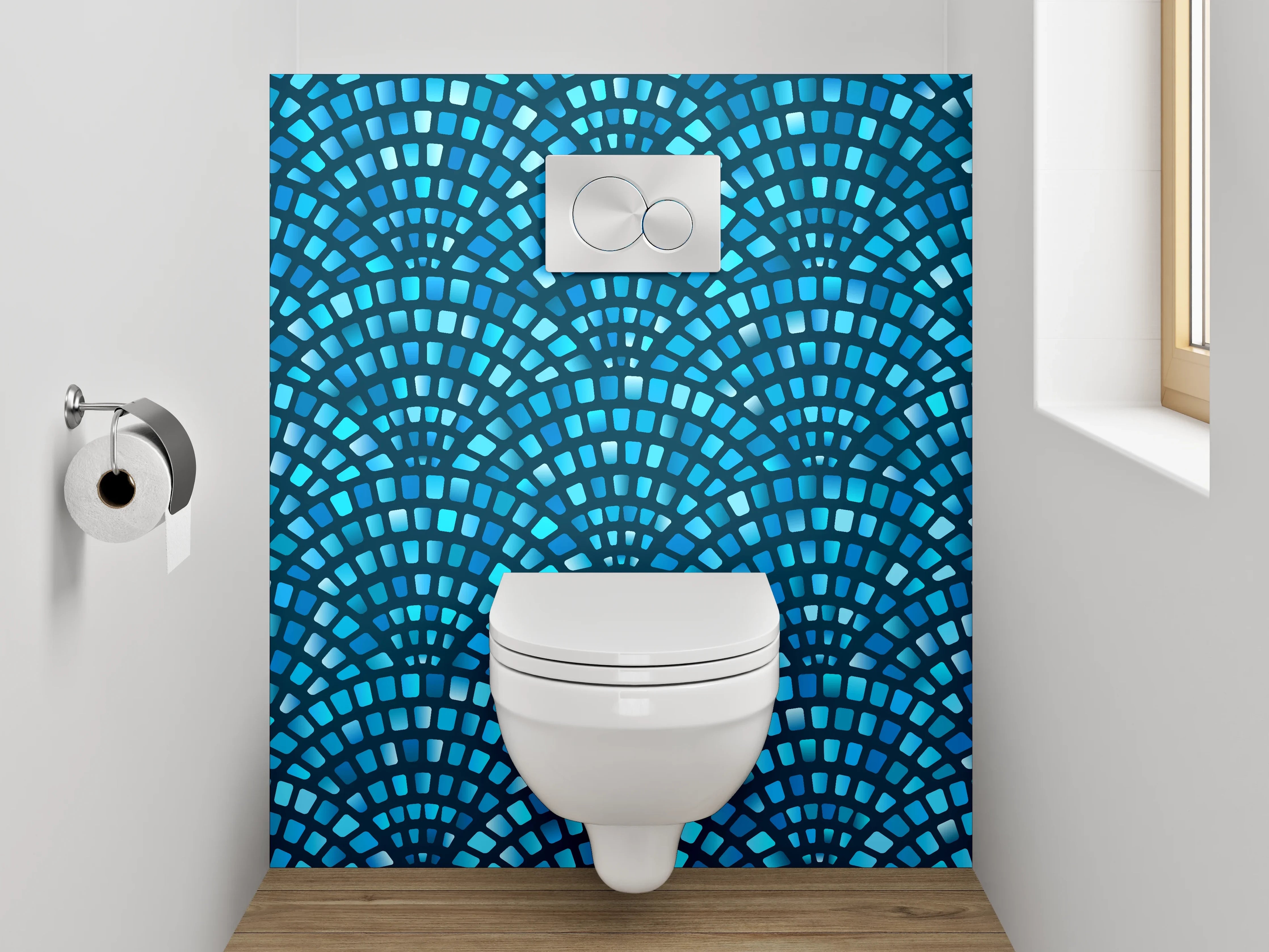 WC-Rückwand - Blaues Mosaik Muster modern