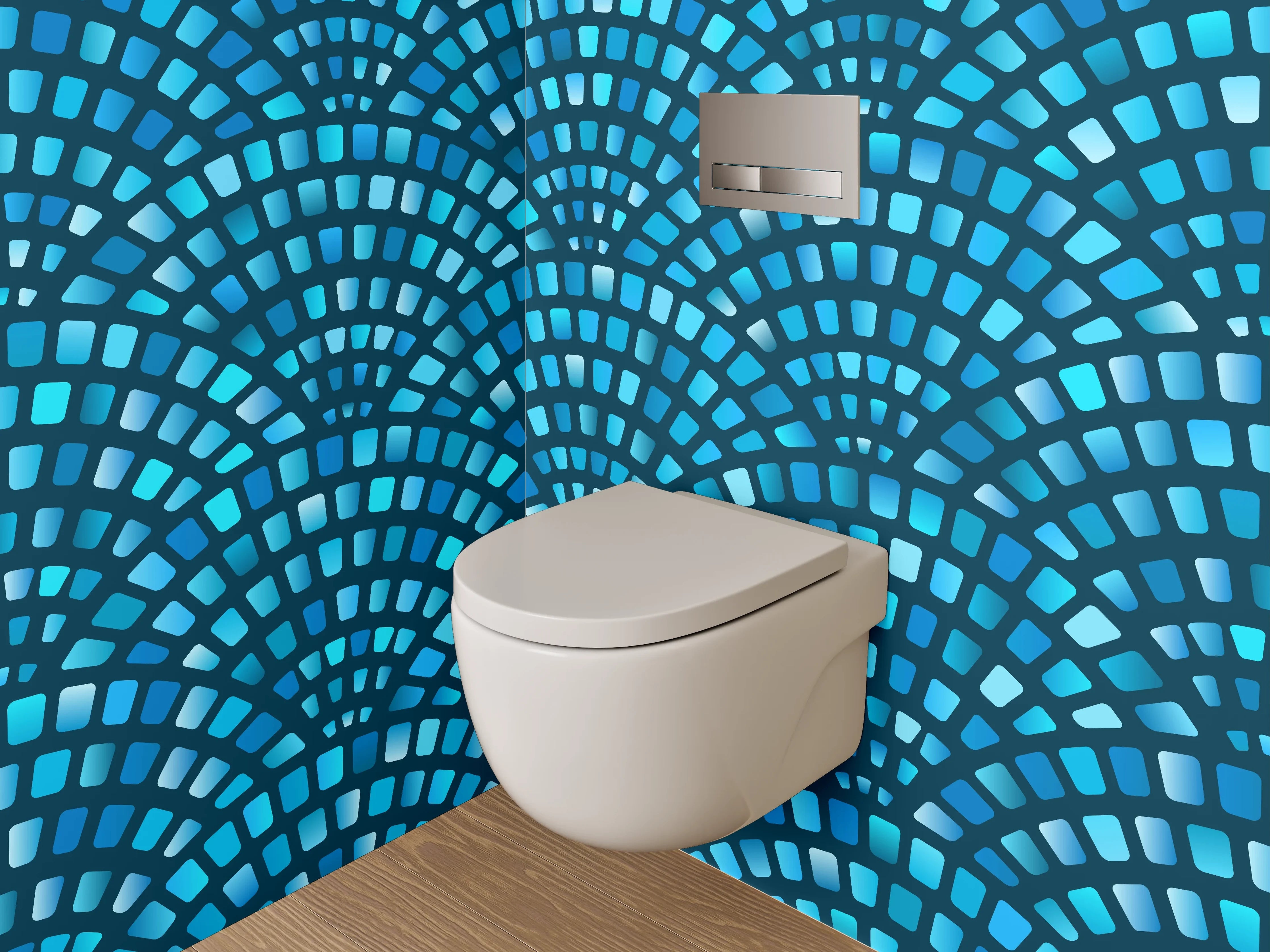 WC-Rückwand - Blaues Mosaik Muster modern