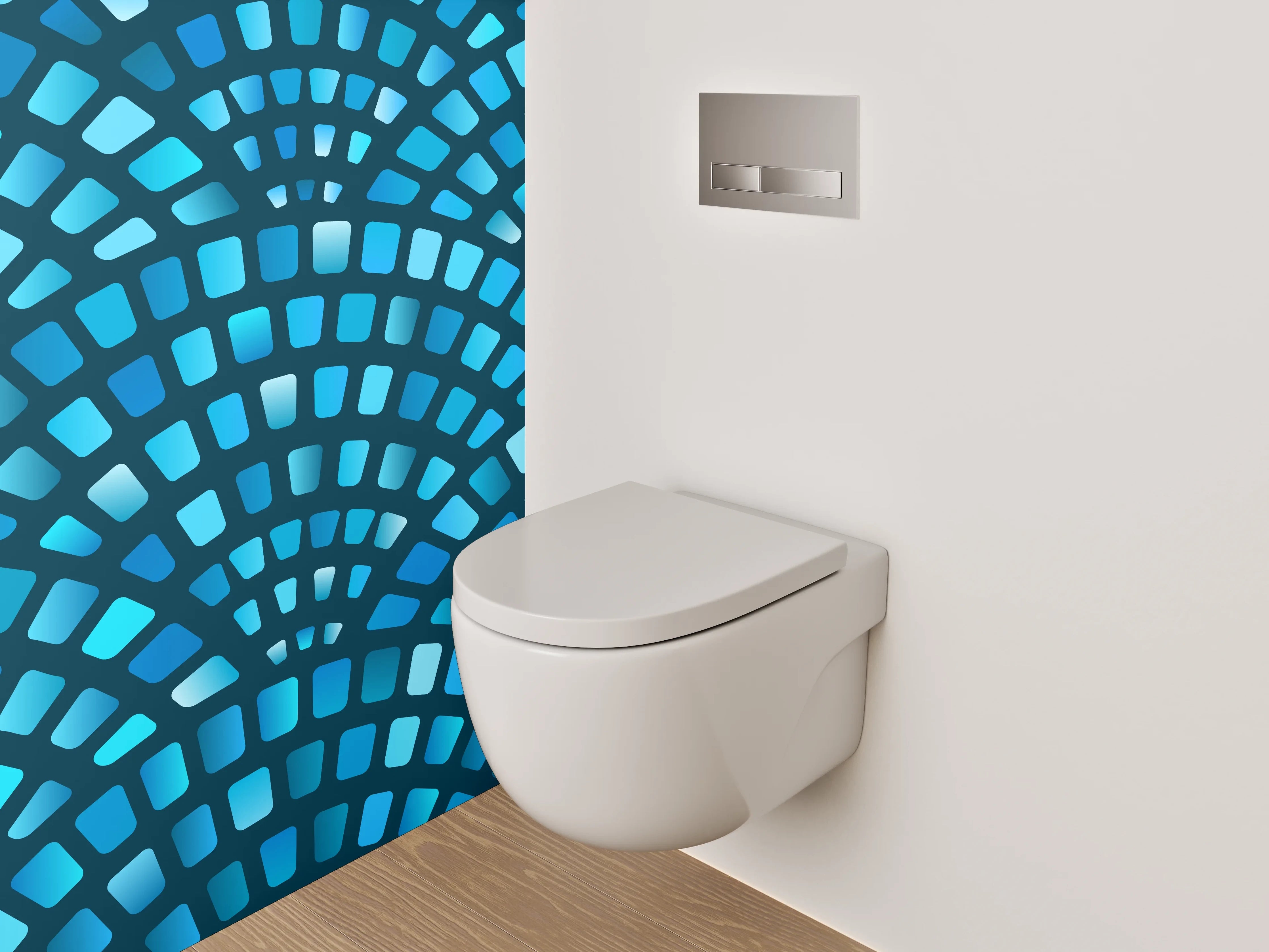 WC-Rückwand - Blaues Mosaik Wellen Muster