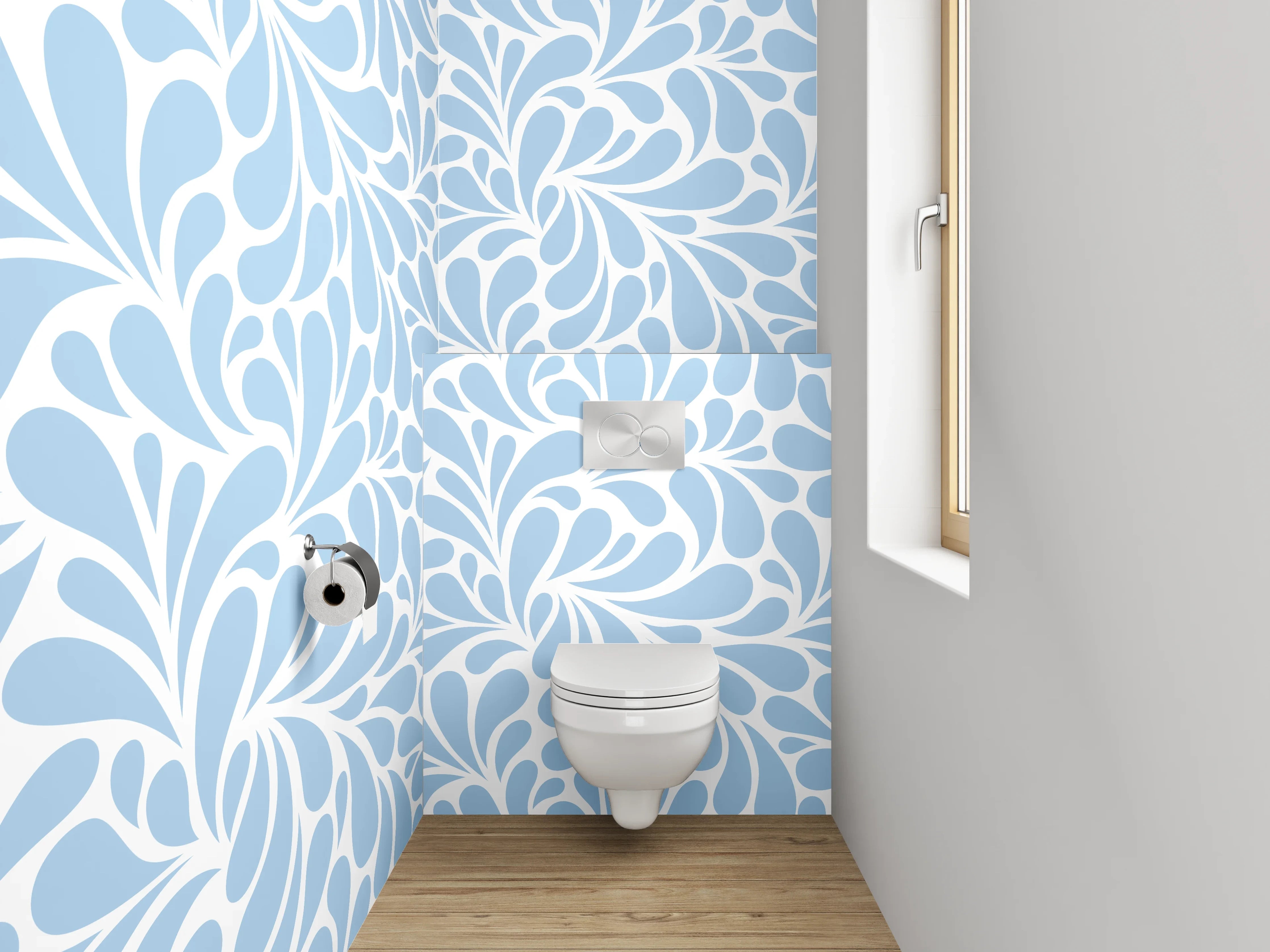 WC-Rückwand - Blaues Ornament-Muster Tapete