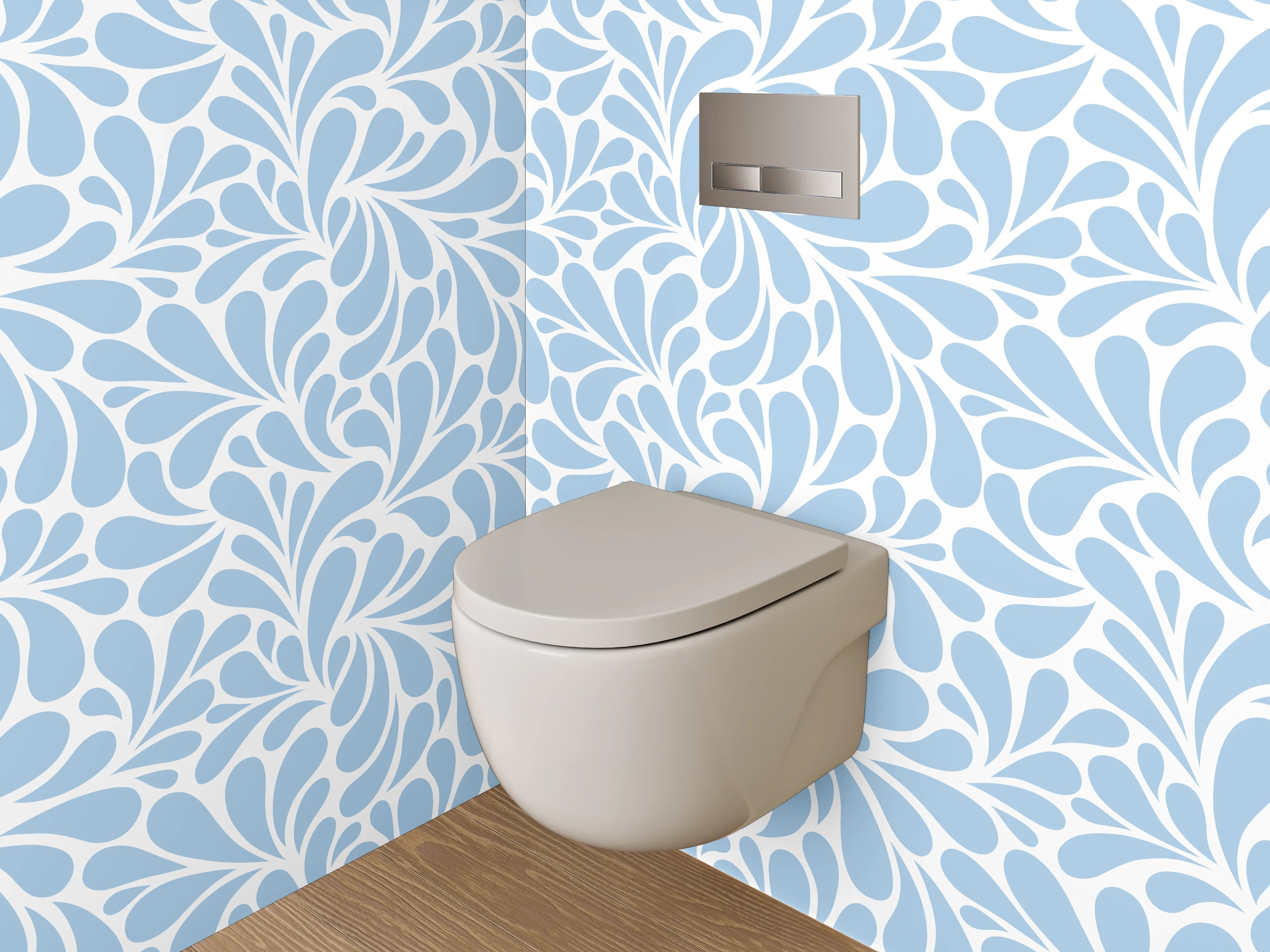 WC-Rückwand - Blaues Ornament-Muster Tapete