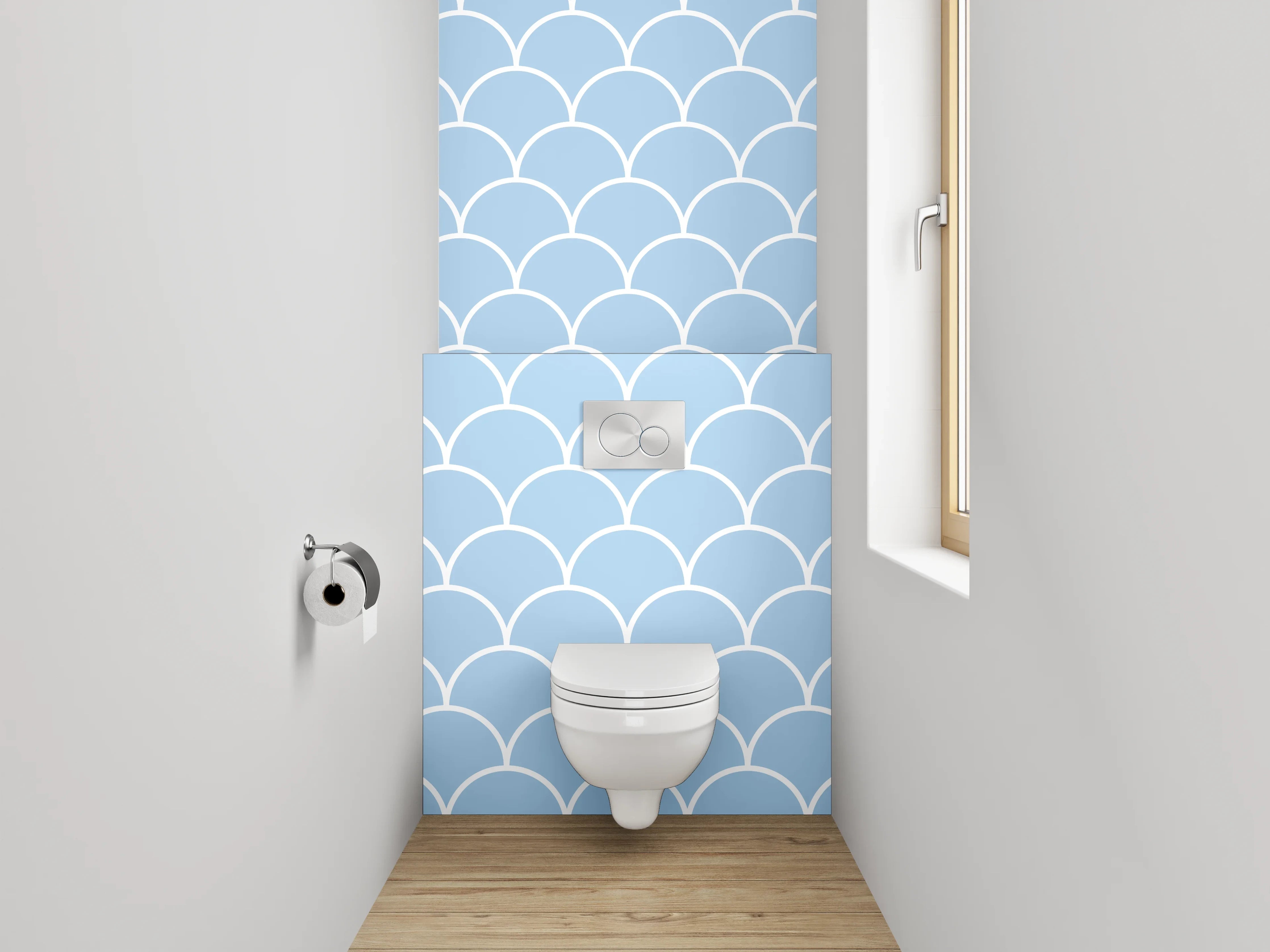 WC-Rückwand - Blaues Schuppenmuster Fischschuppen-Design