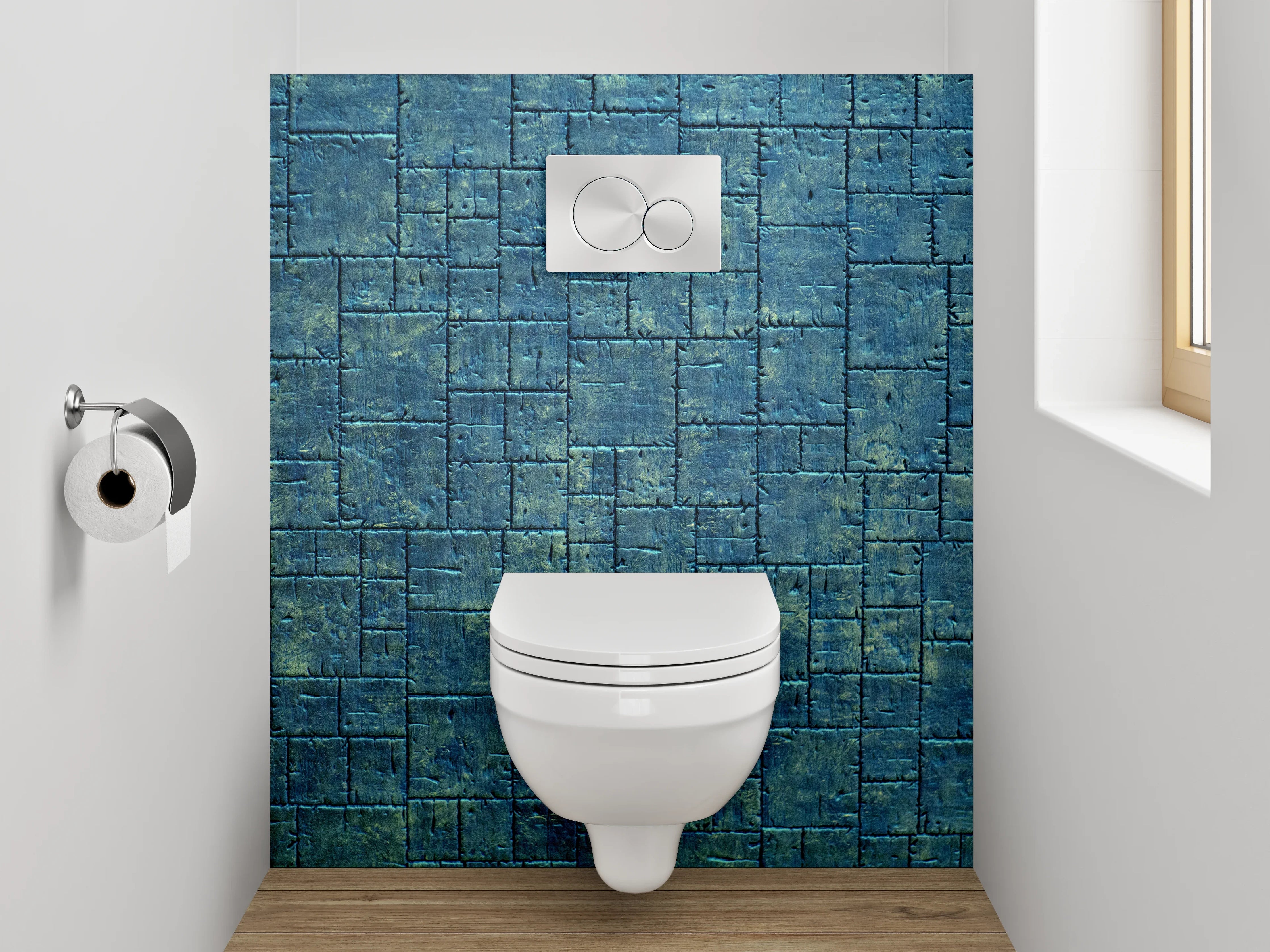 WC-Rückwand - Blaues Steinmuster Modern