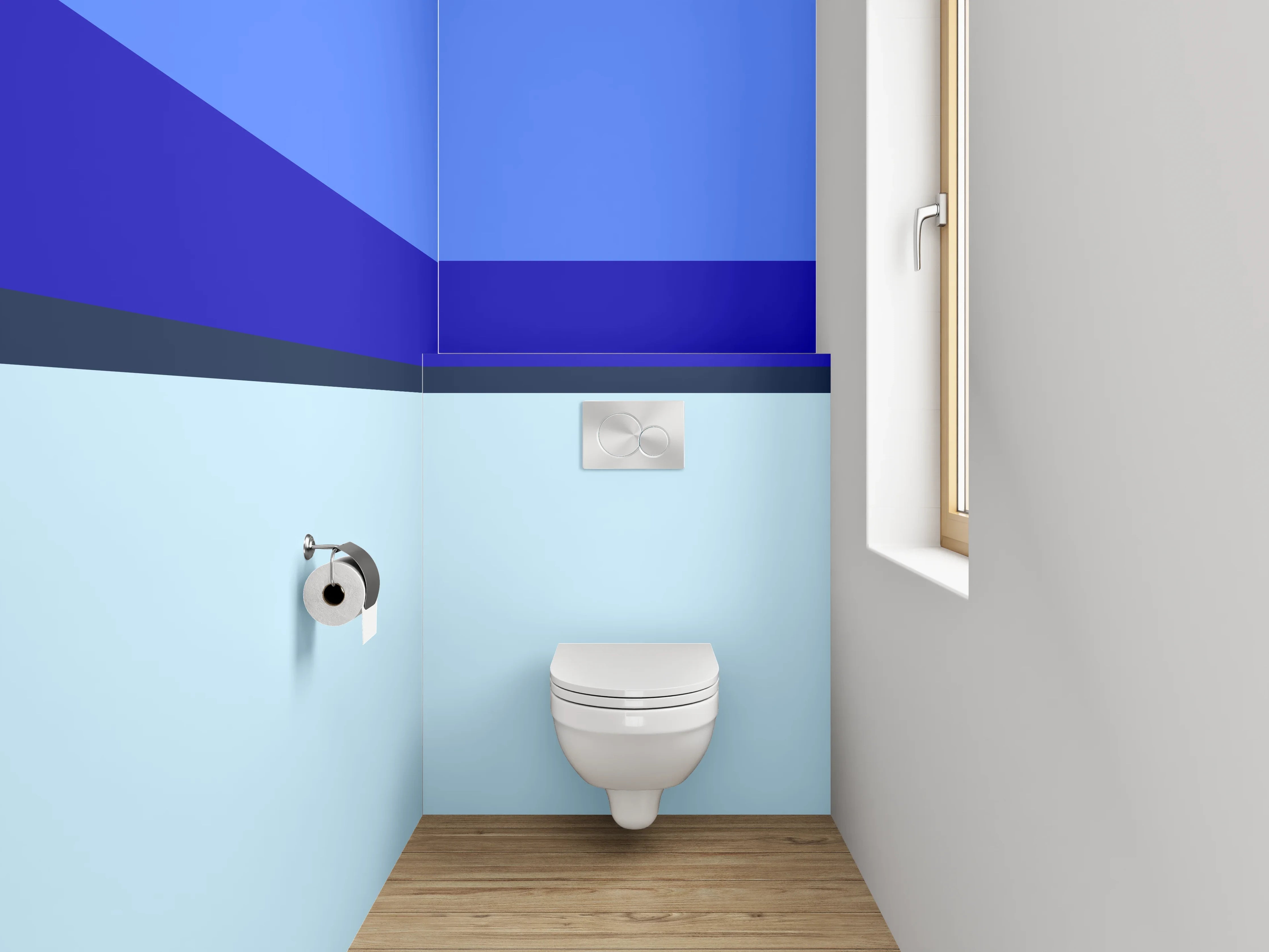 WC-Rückwand - Blaues Streifen-Design Modern Abstrakt