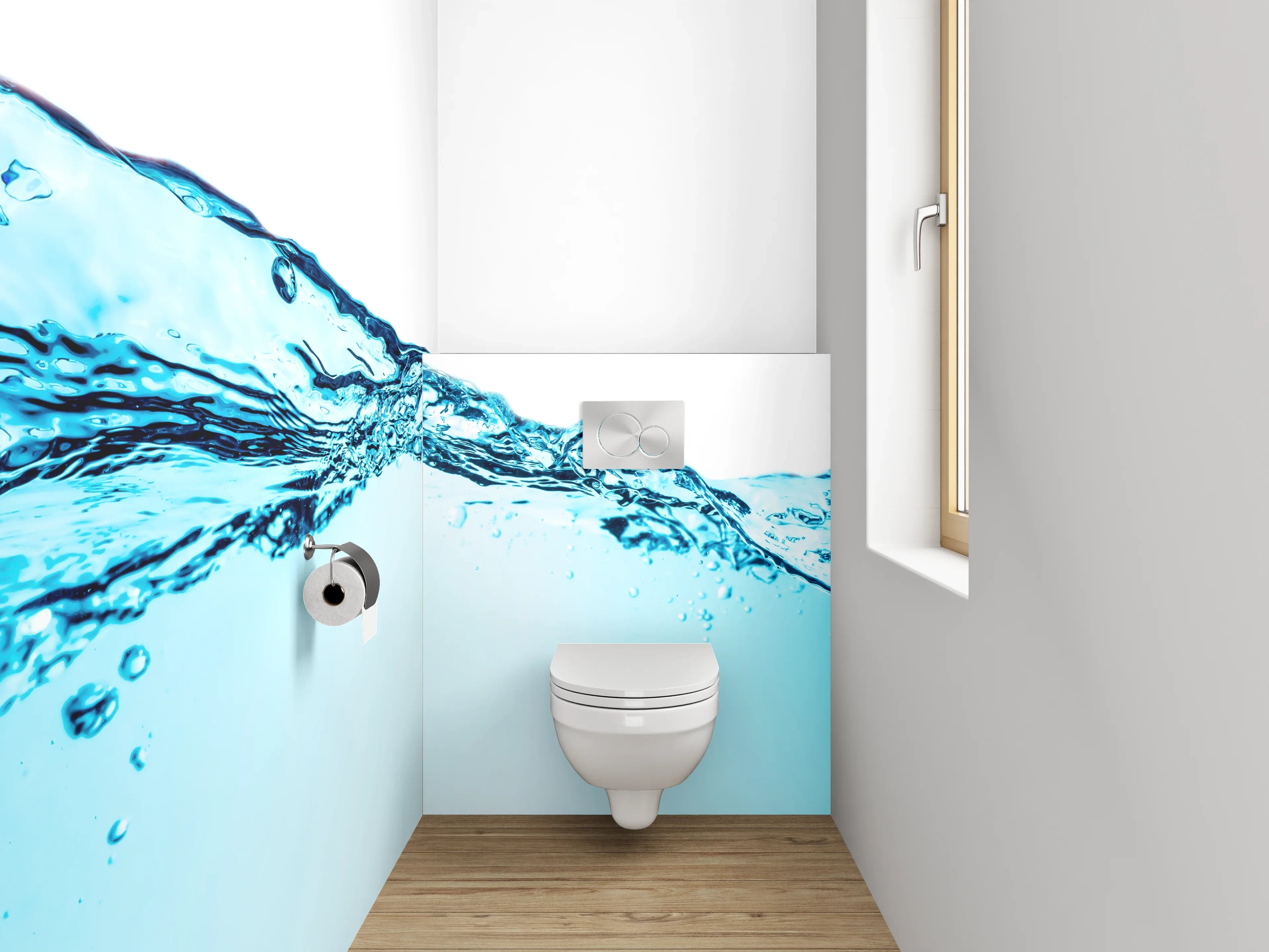 WC-Rückwand - Blaues Wasser Splash Design