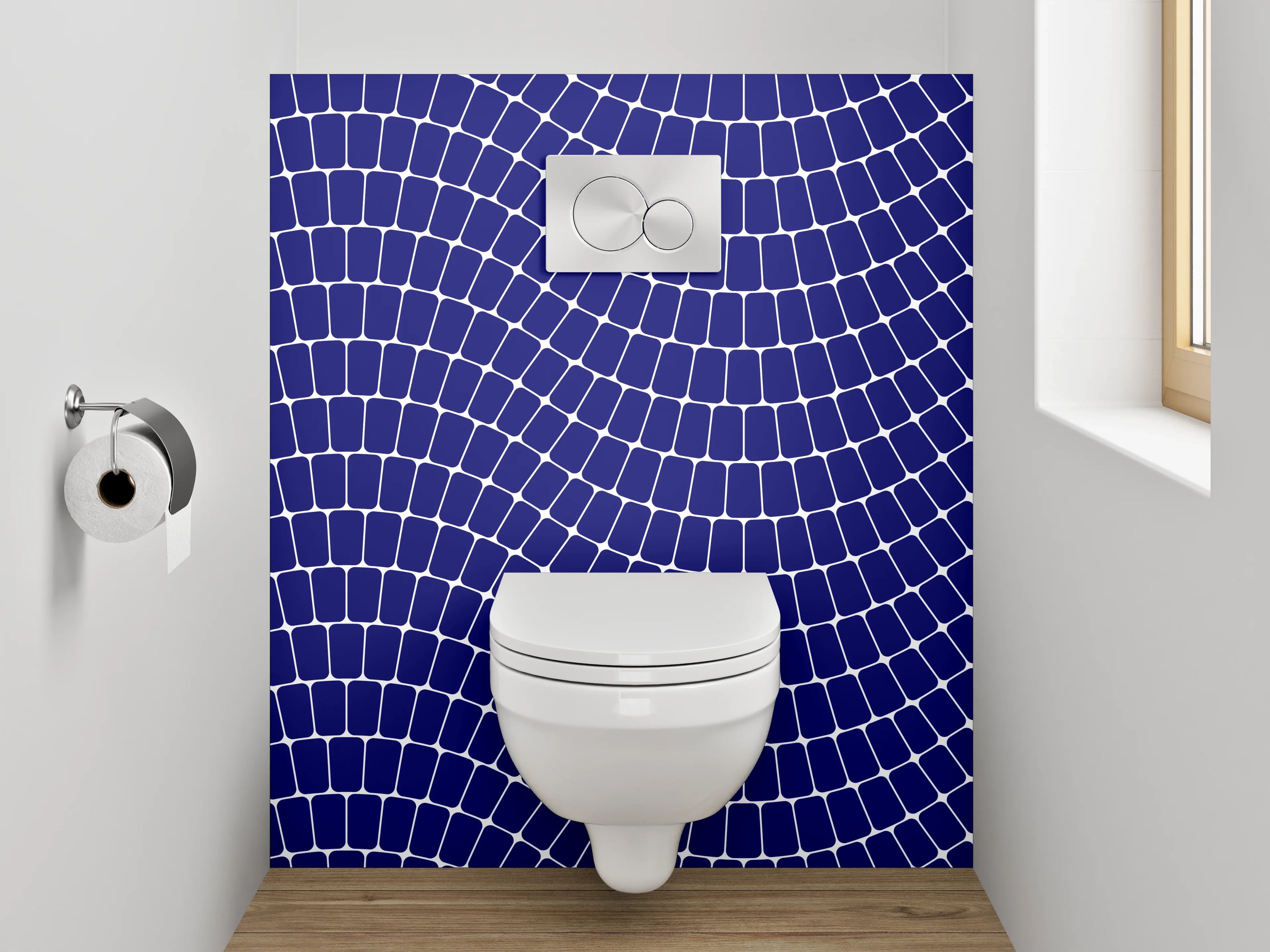 WC-Rückwand - Blaues Wellenmuster Geometrisch Modern