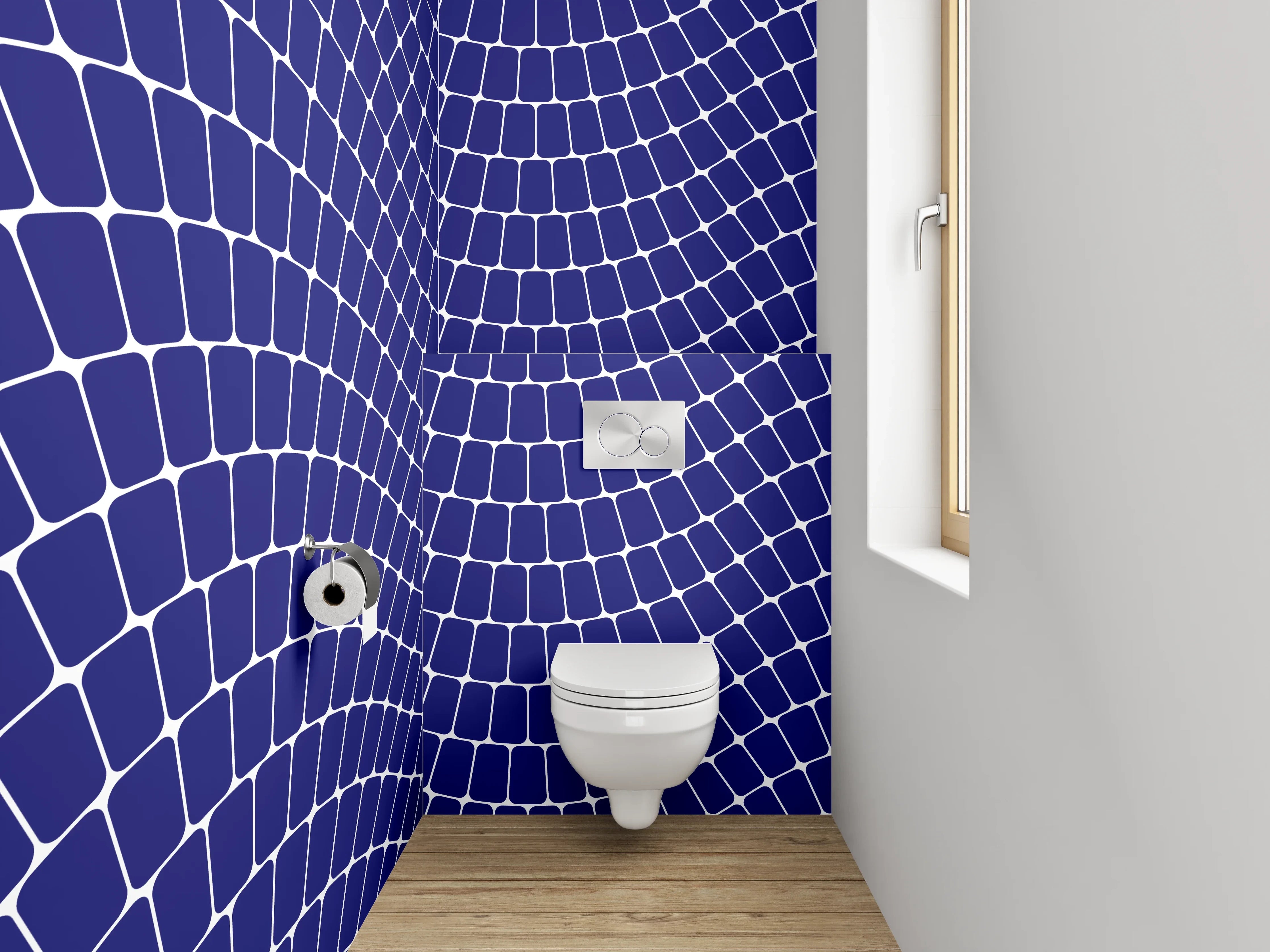 WC-Rückwand - Blaues Wellenmuster Geometrisch Modern