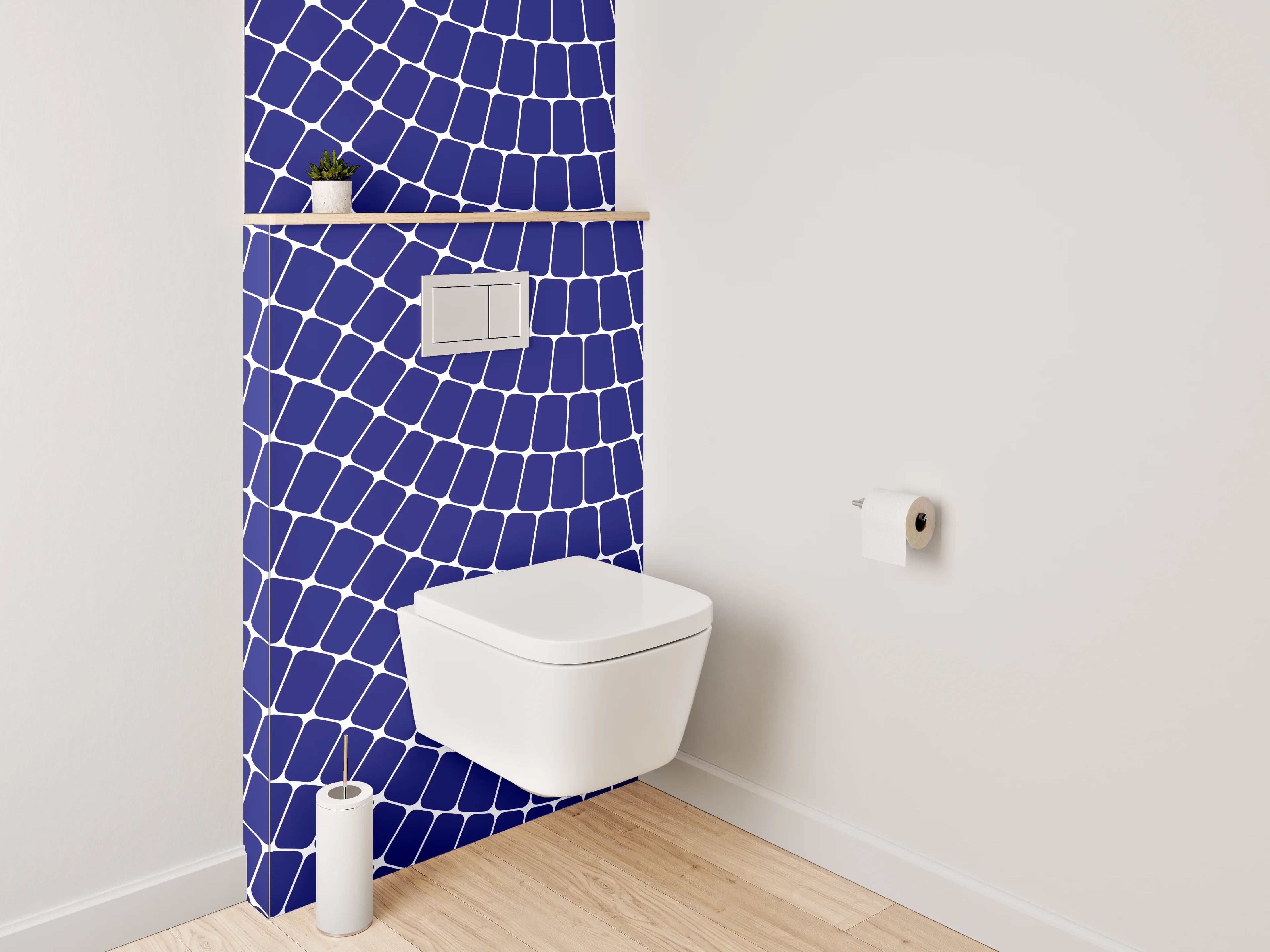 WC-Rückwand - Blaues Wellenmuster Geometrisch Modern