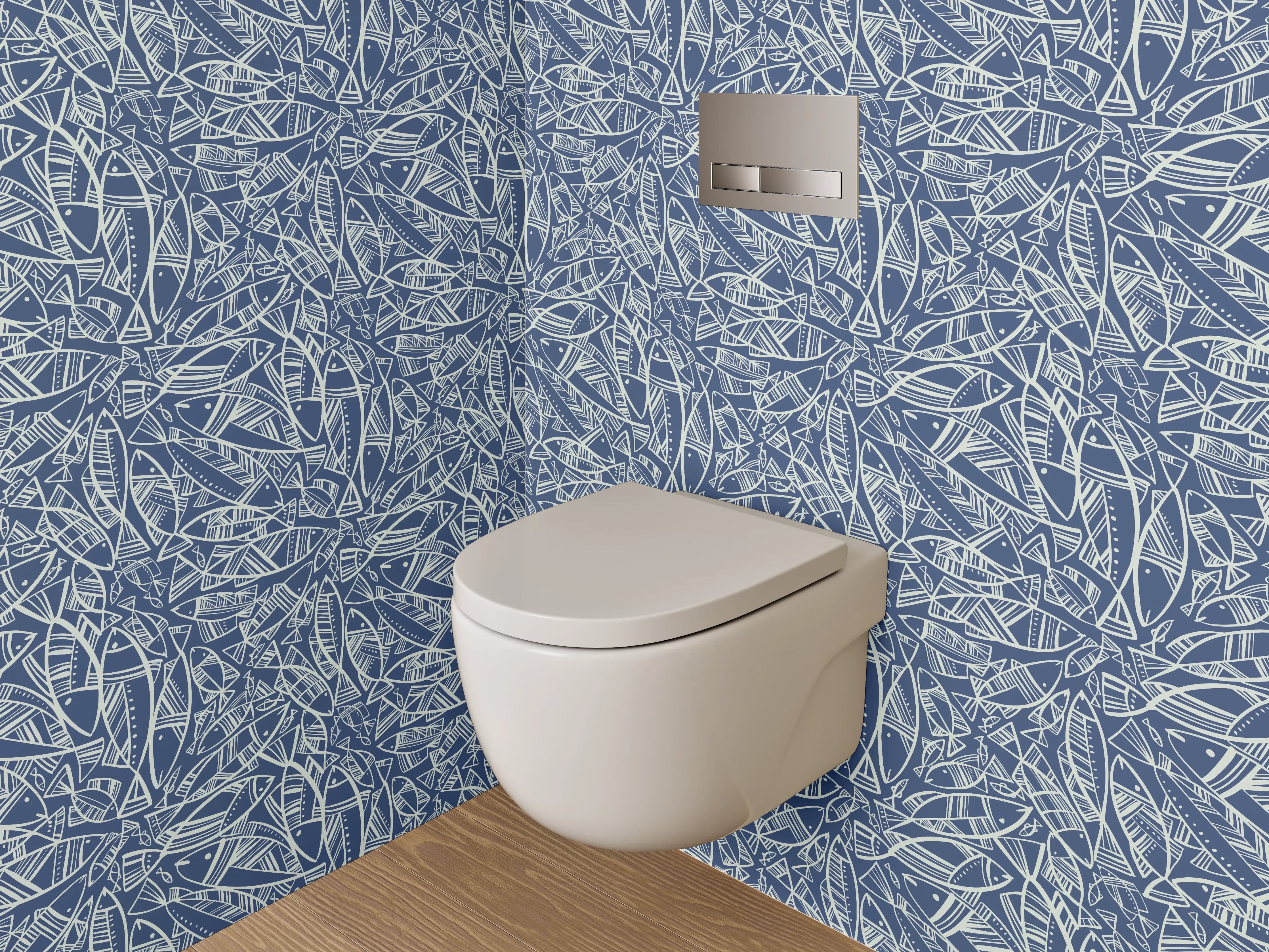 WC-Rückwand - Blaues geometrisches Mosaik Muster