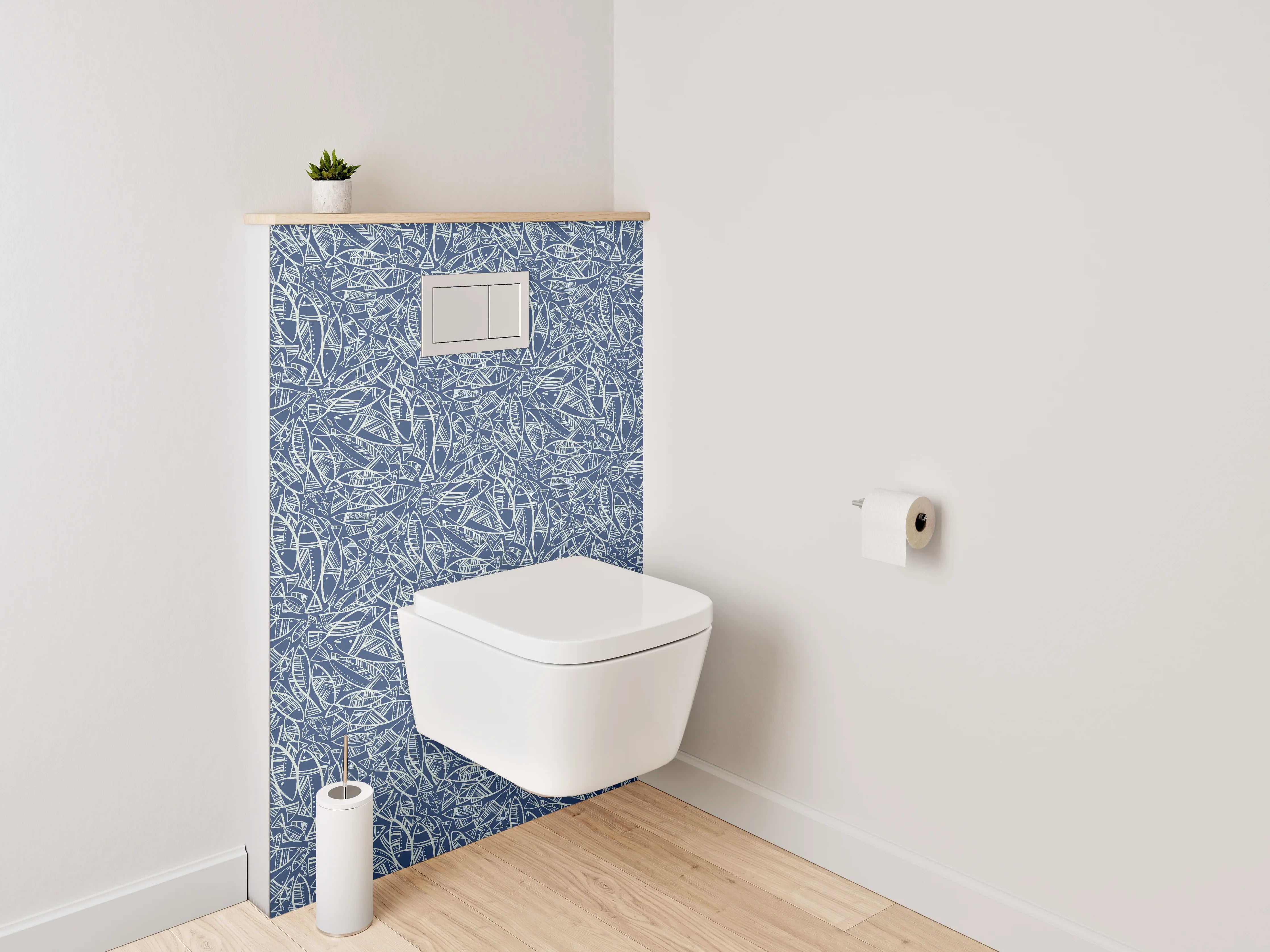 WC-Rückwand - Blaues geometrisches Mosaik Muster