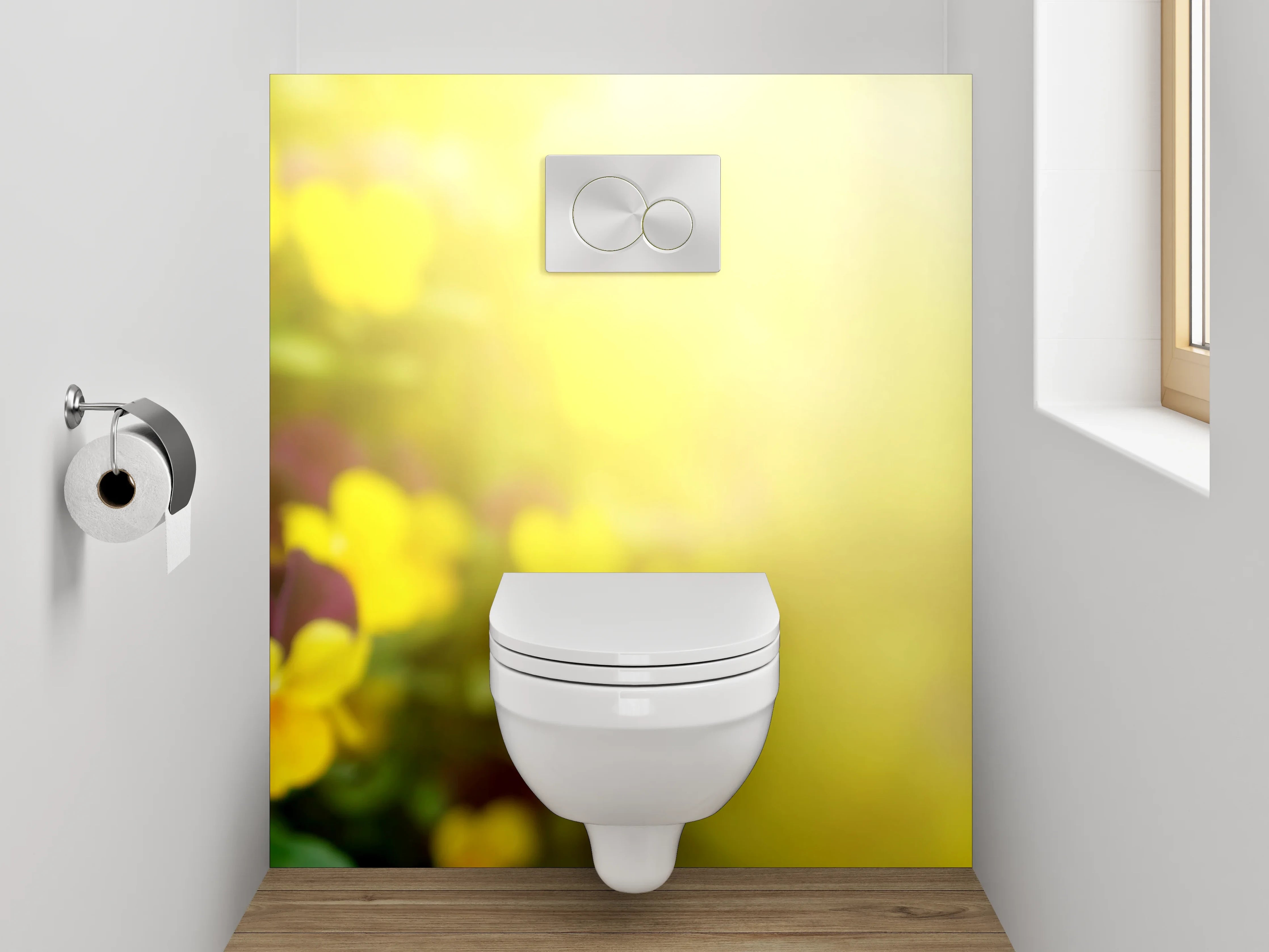 WC-Rückwand - Blühende Frühlingwiese mit Stiefmütterchen
