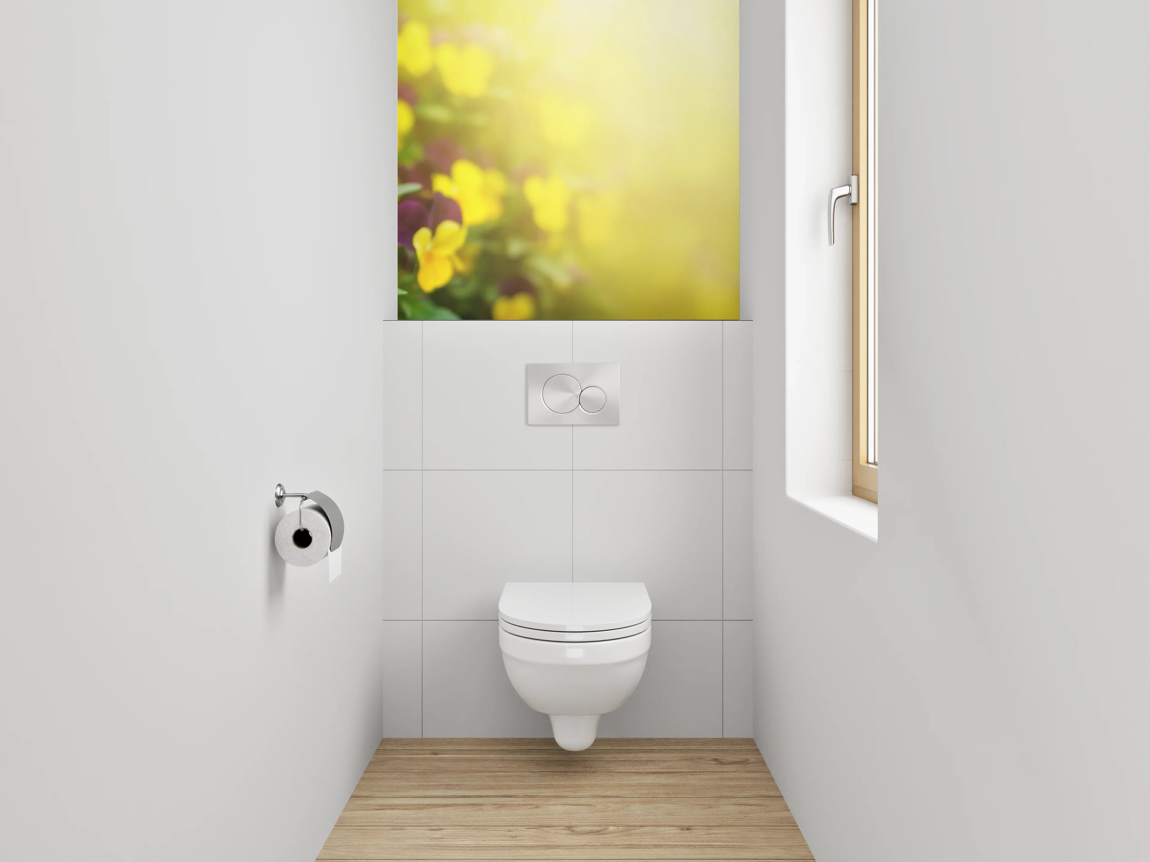 WC-Rückwand - Blühende Frühlingwiese mit Stiefmütterchen