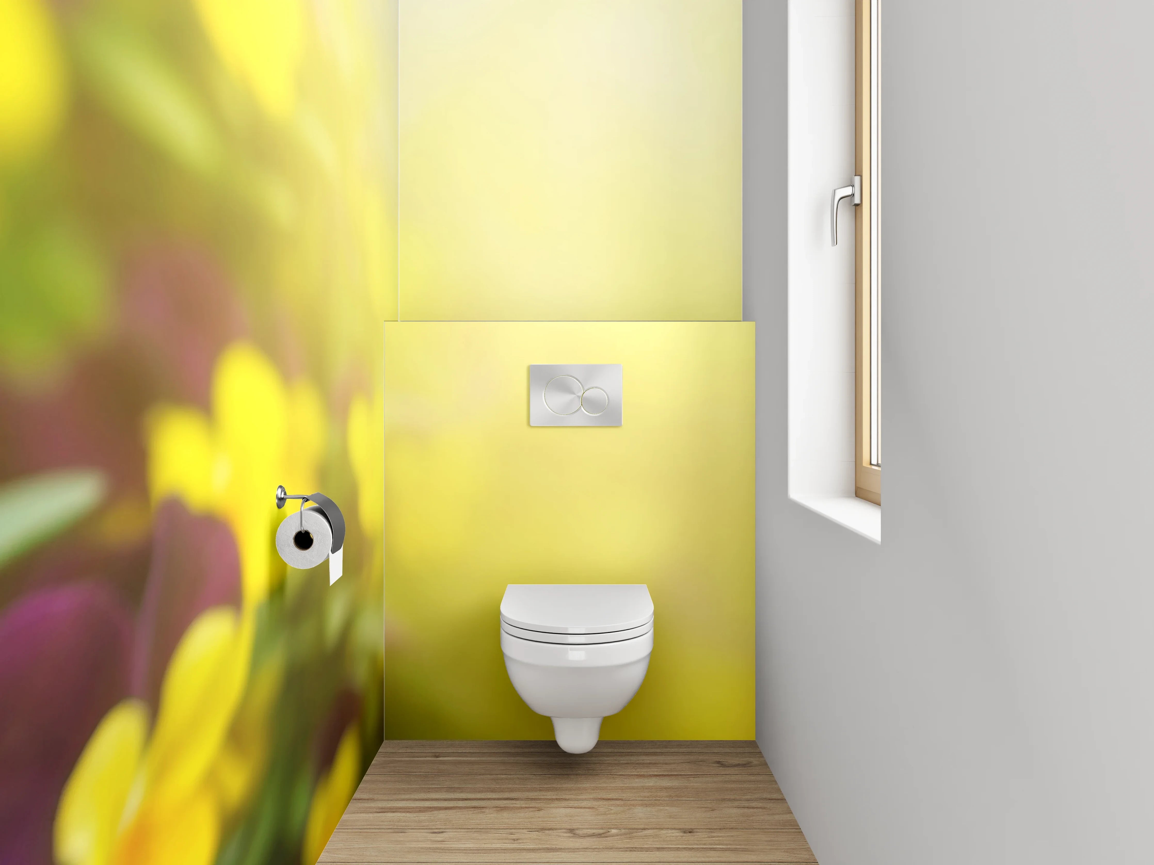 WC-Rückwand - Blühende Frühlingwiese mit Stiefmütterchen