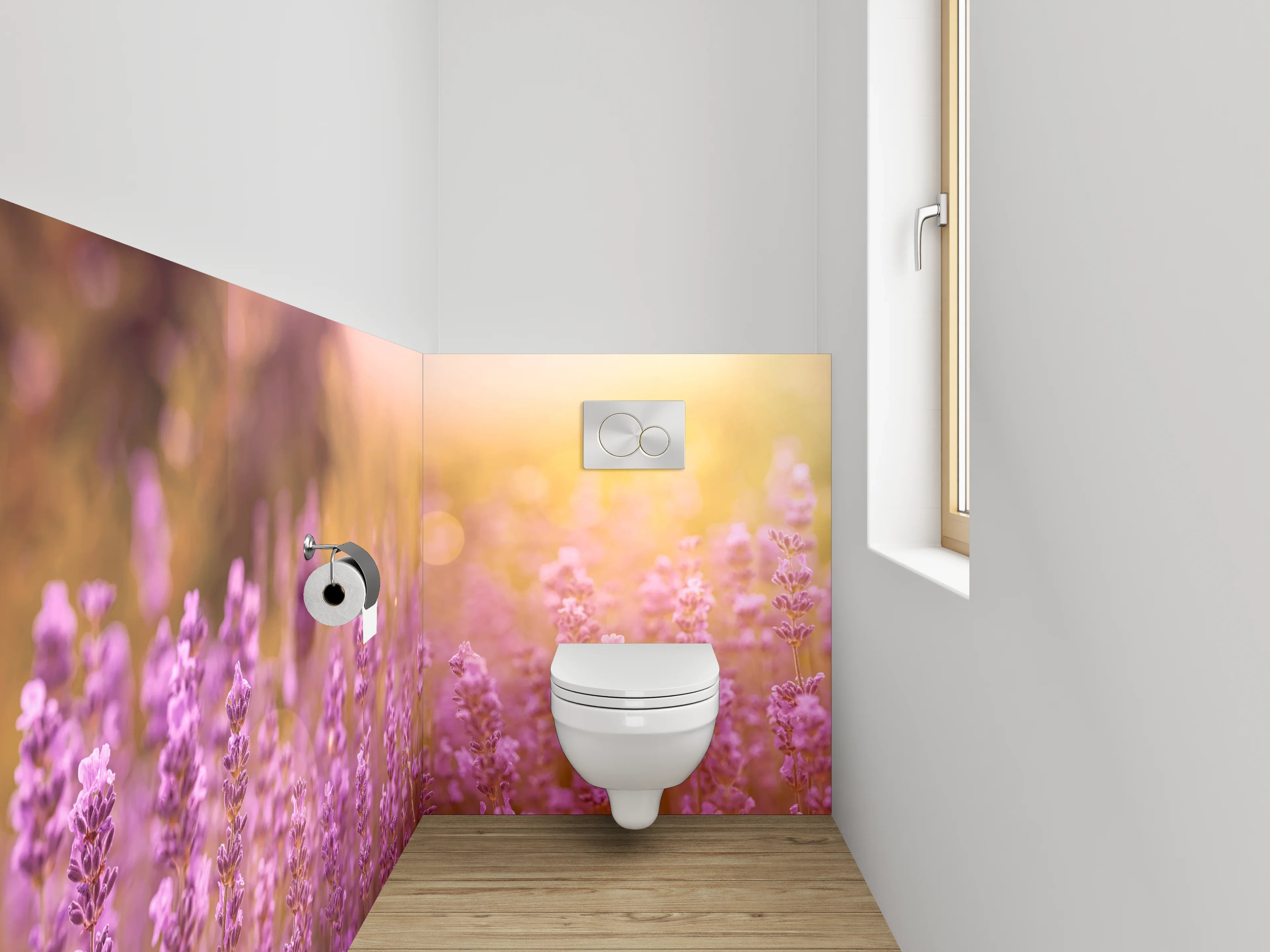 WC-Rückwand - Blühendes Lavendelfeld im Sonnenlicht
