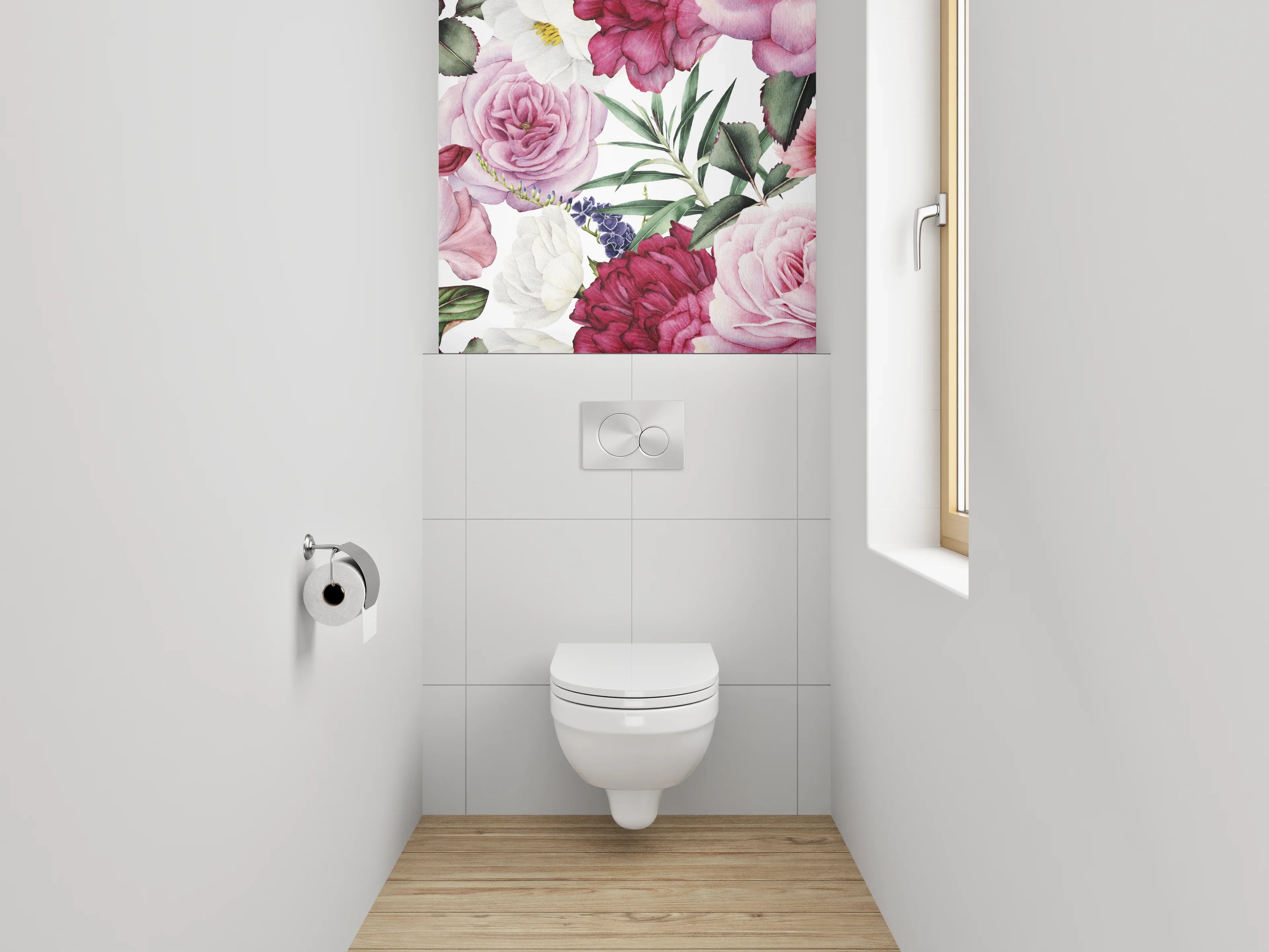 WC-Rückwand - Blütenpracht Aquarell Blumenmuster