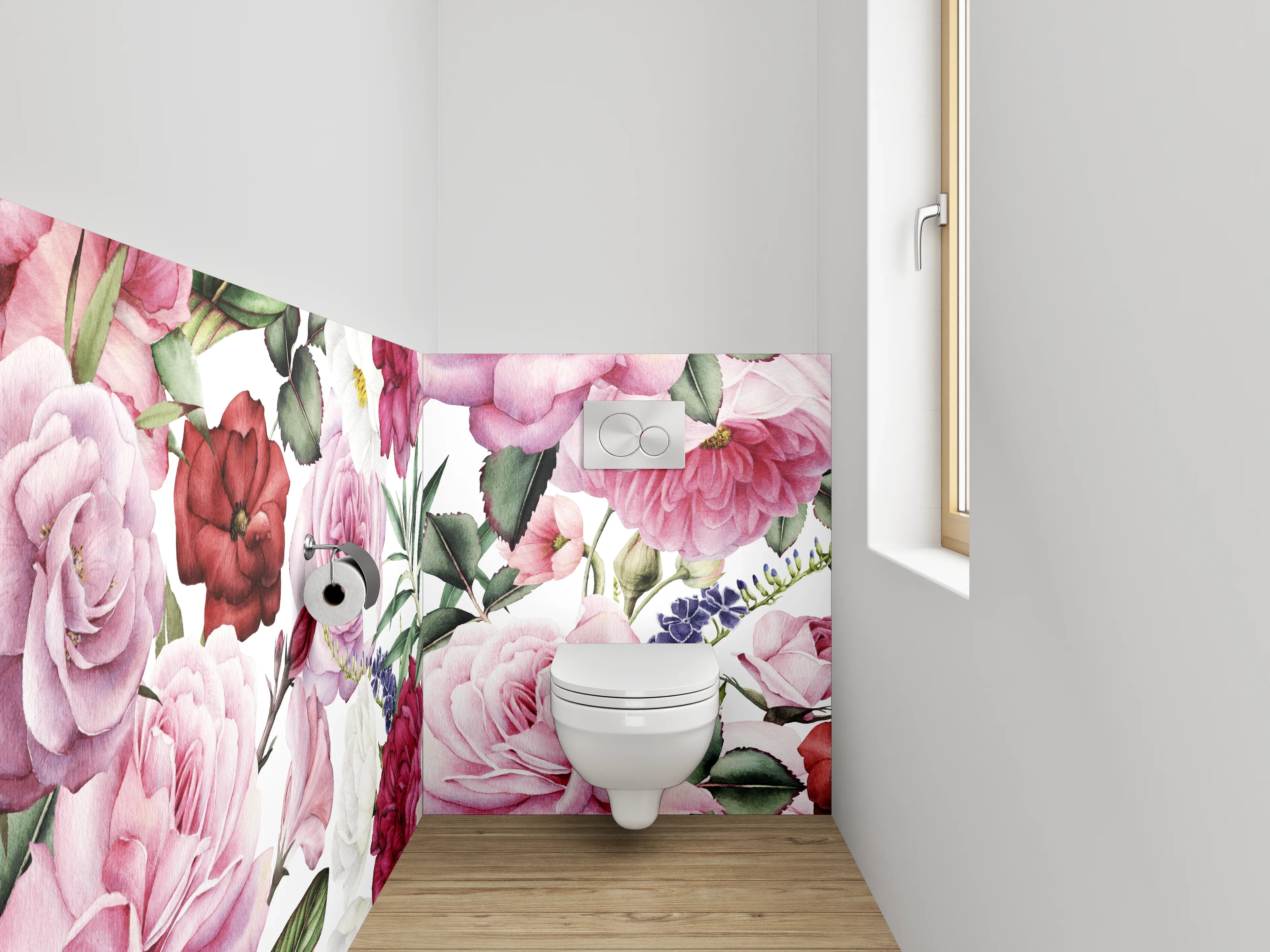 WC-Rückwand - Blütenpracht Aquarell Blumenmuster