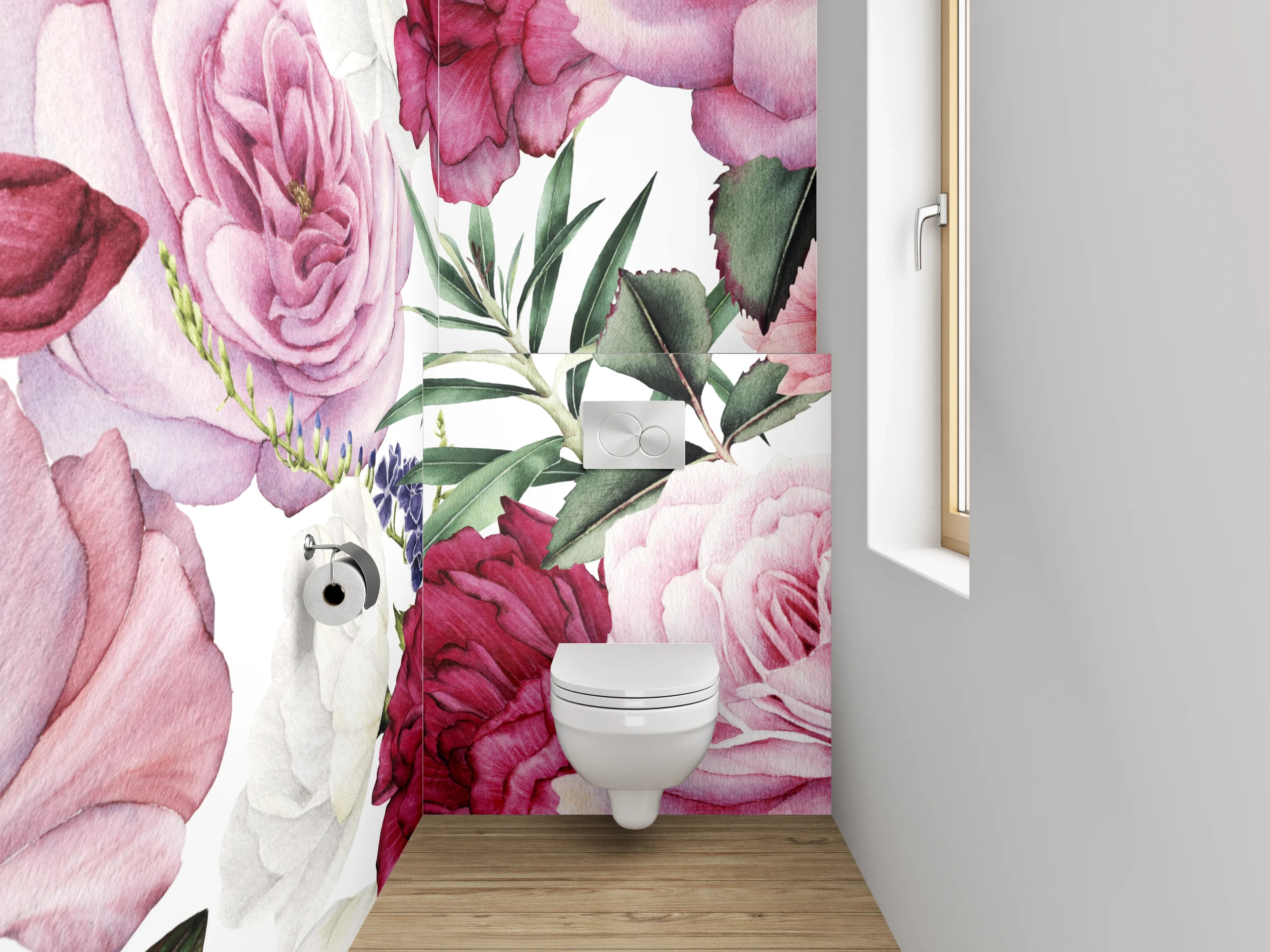 WC-Rückwand - Blütenpracht Aquarell Blumenmuster