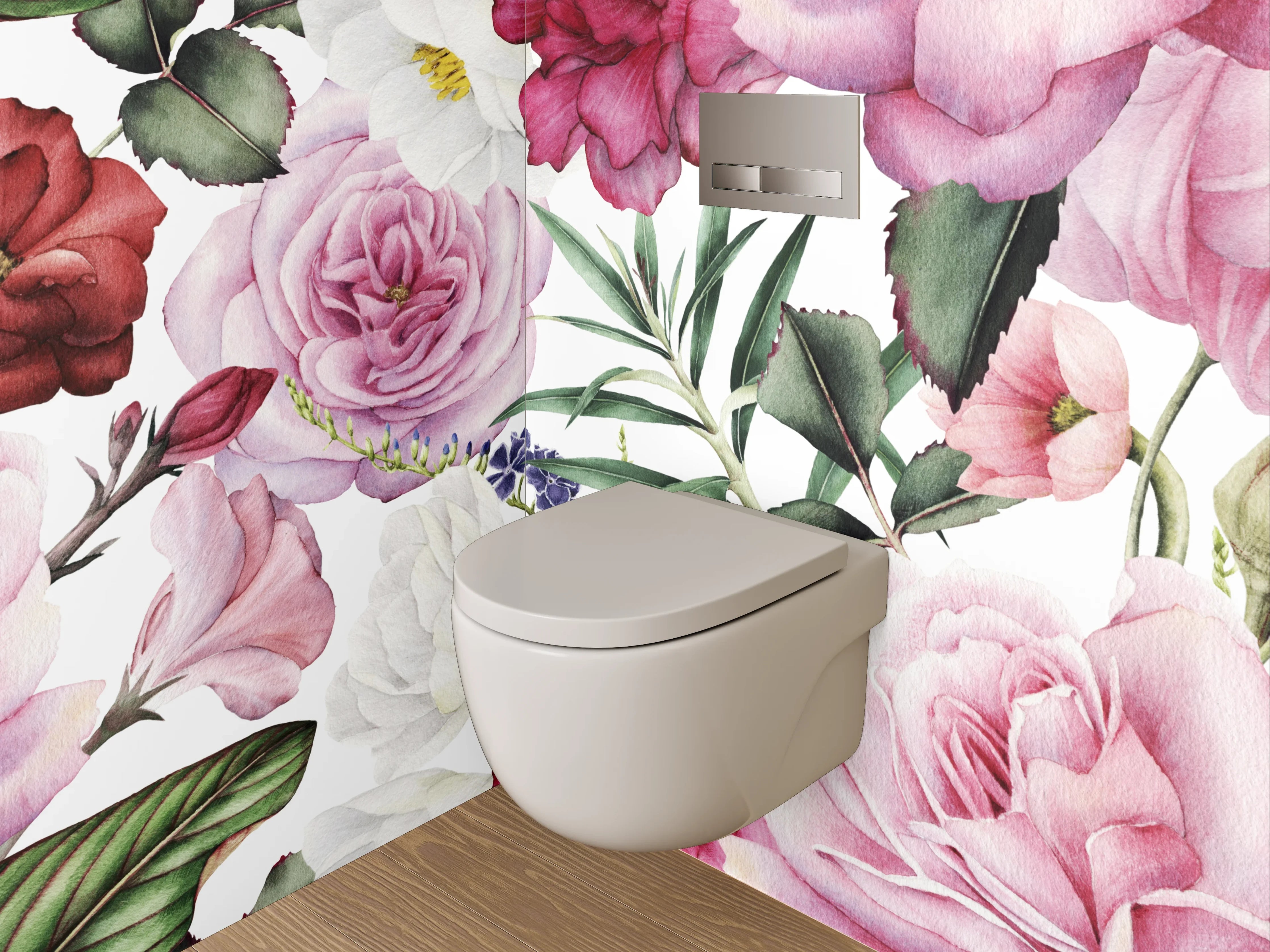 WC-Rückwand - Blütenpracht Aquarell Blumenmuster
