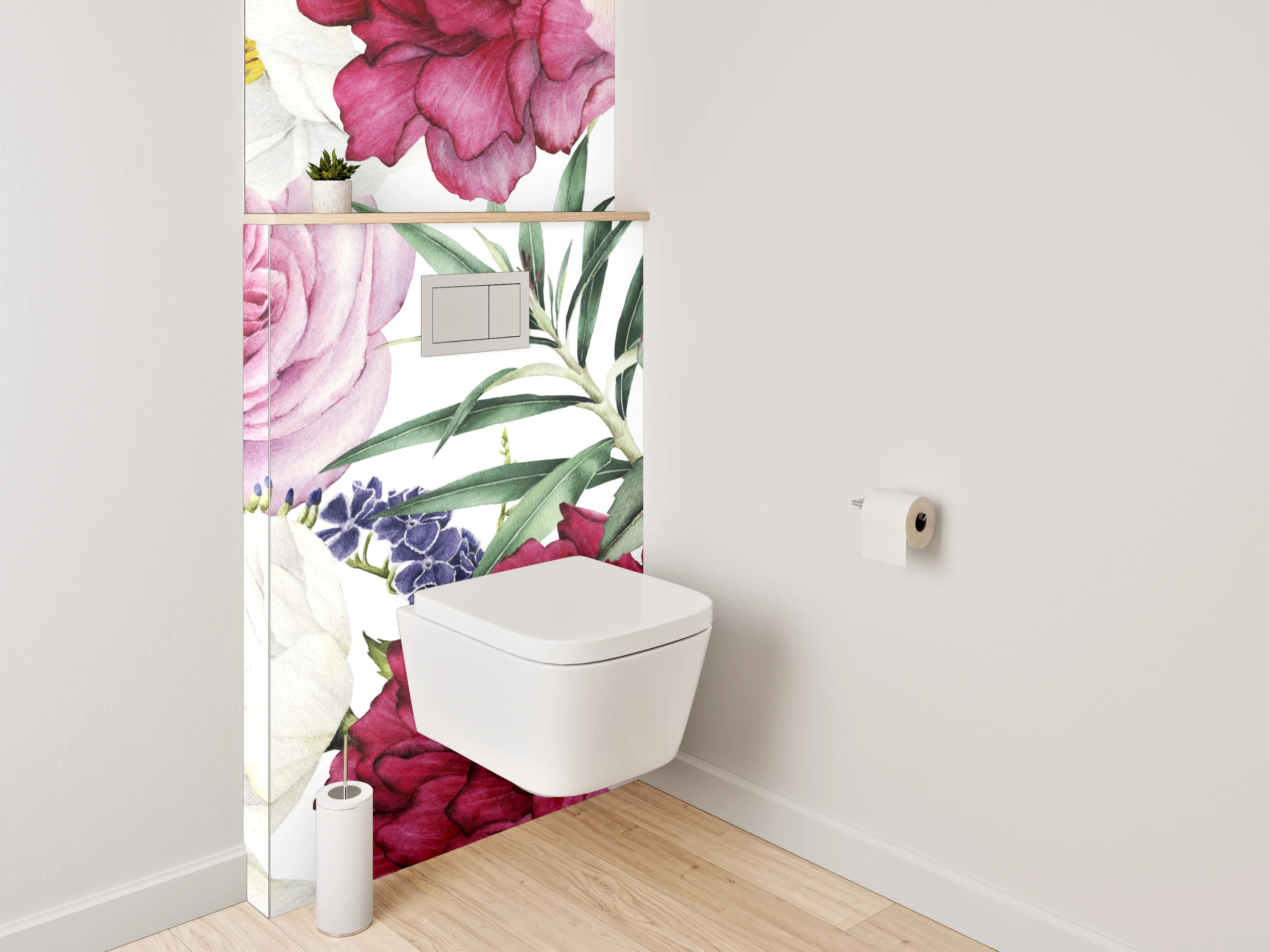 WC-Rückwand - Blütenpracht Aquarell Blumenmuster
