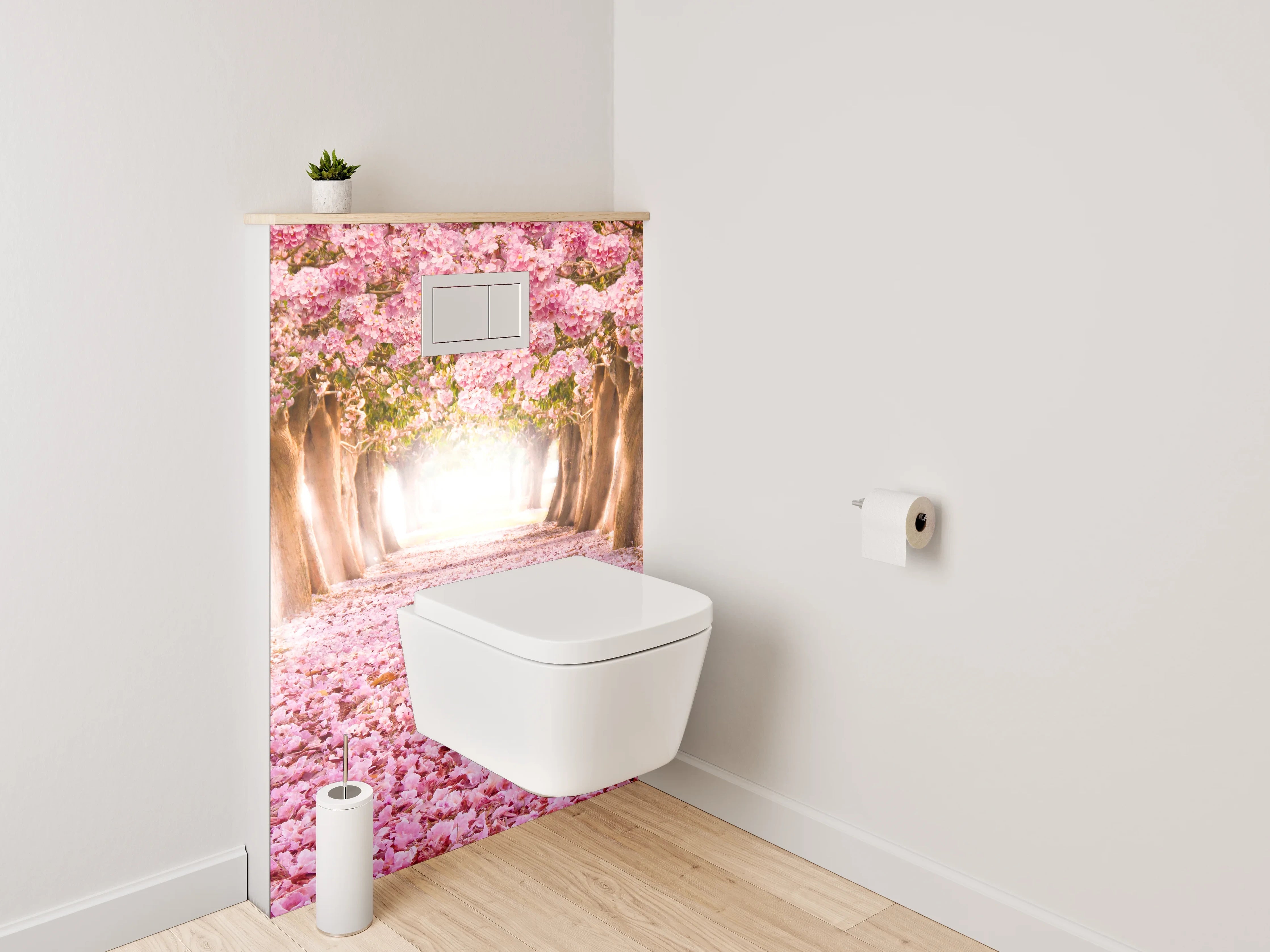 WC-Rückwand - Blütentunnel in Rosa