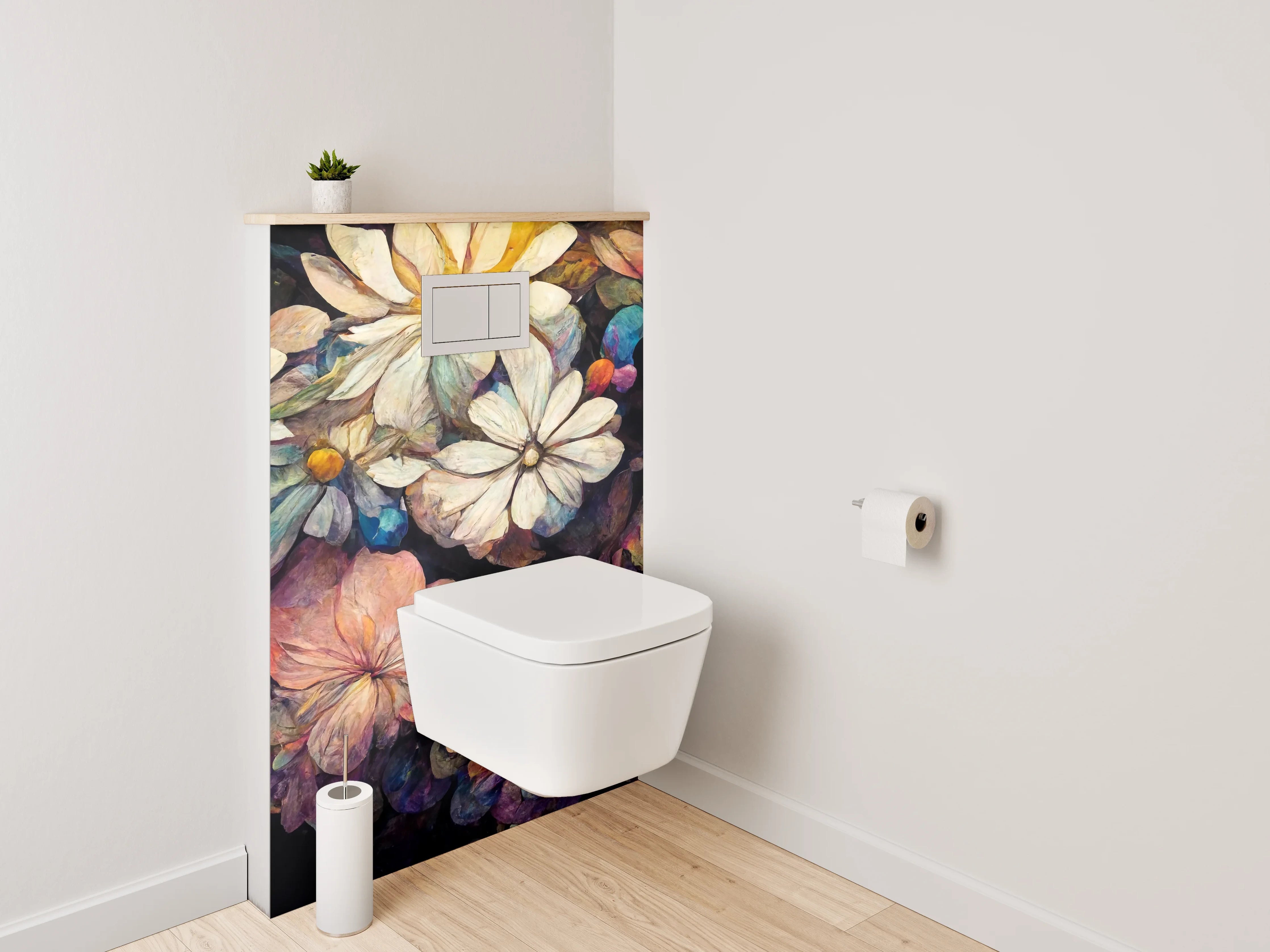 WC-Rückwand - Blumen-Aquarell Nachtzauber