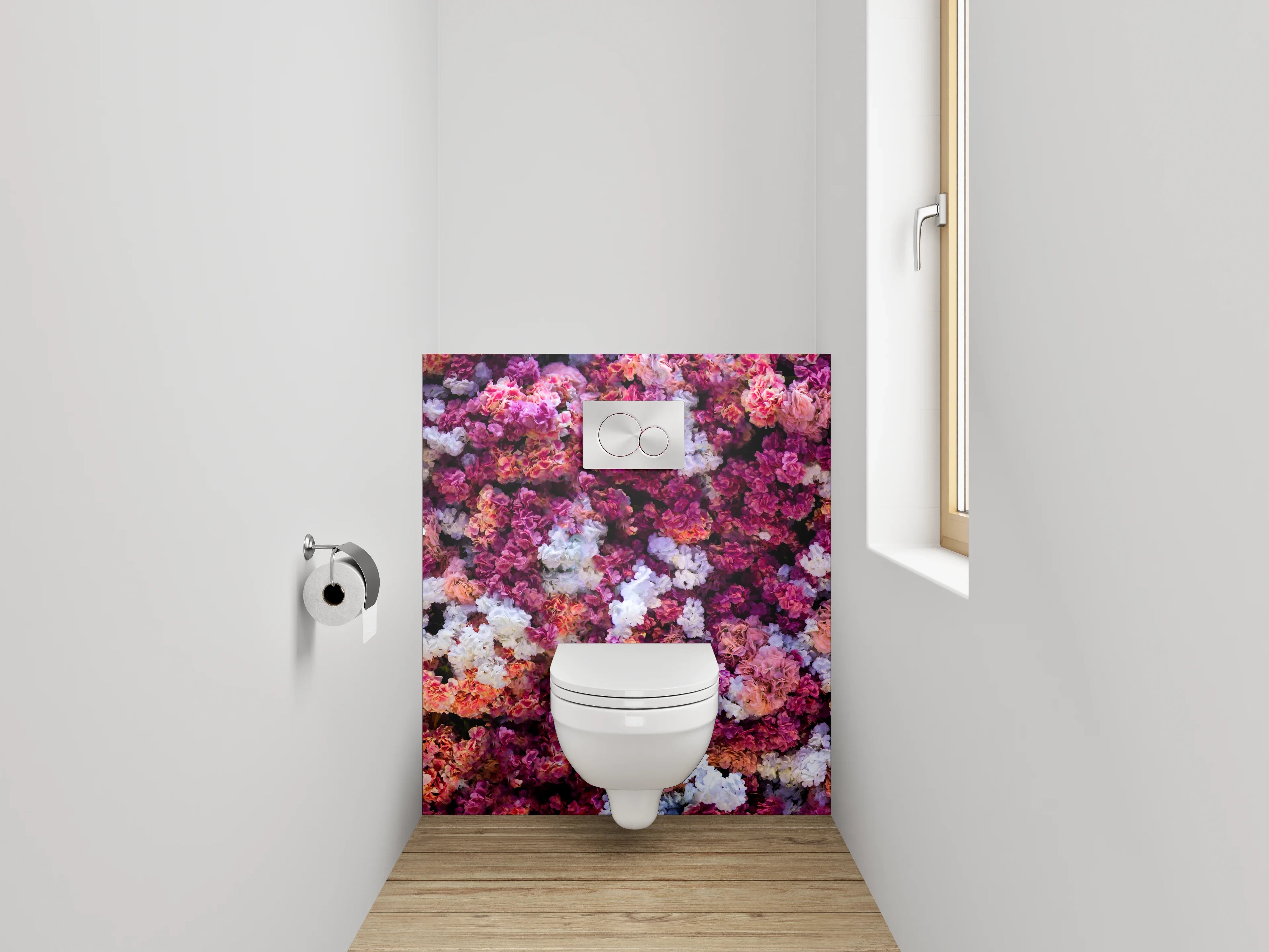 WC-Rückwand - Blumenmeer Rosa-Lila Aquarell