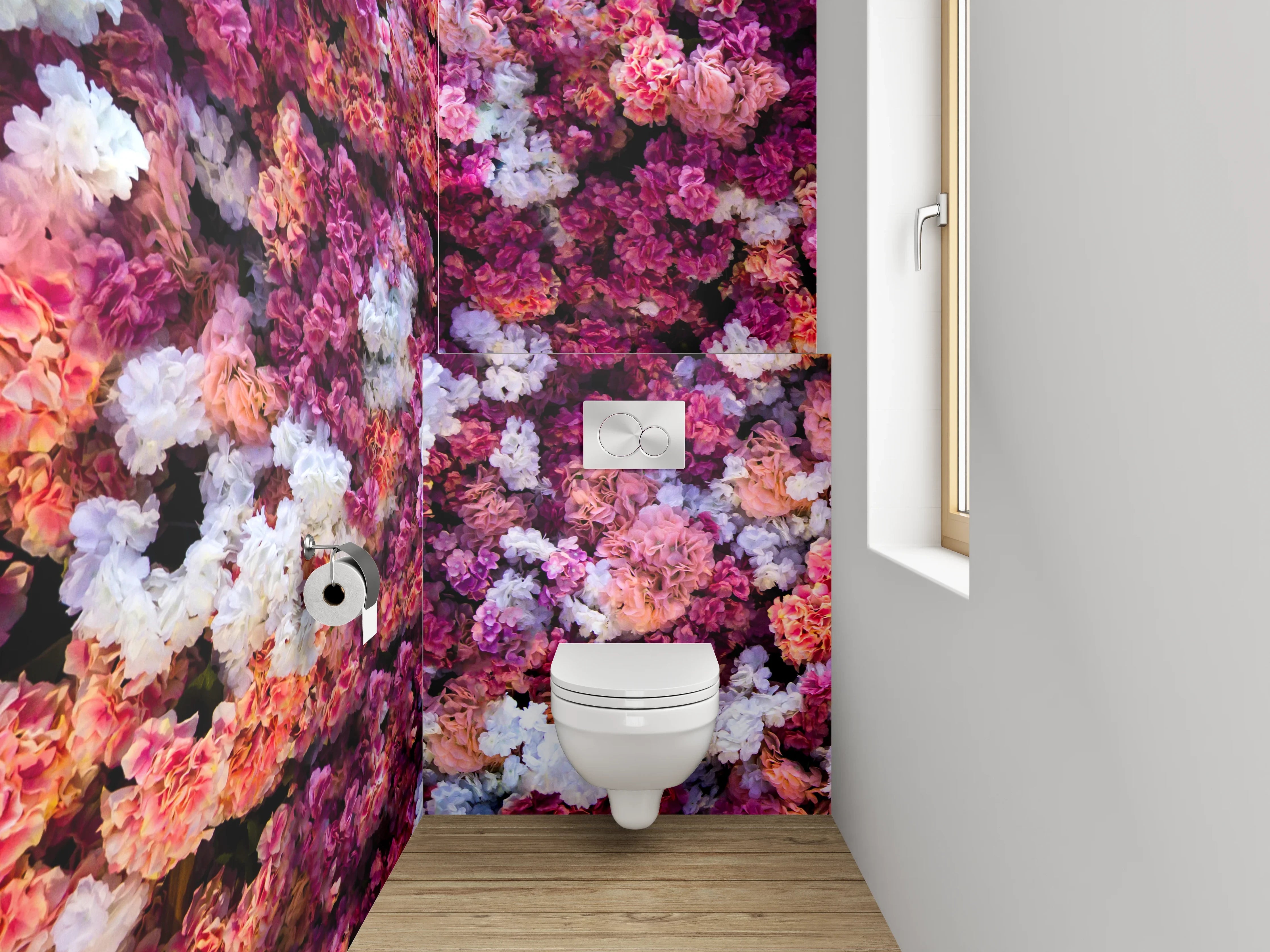 WC-Rückwand - Blumenmeer Rosa-Lila Aquarell