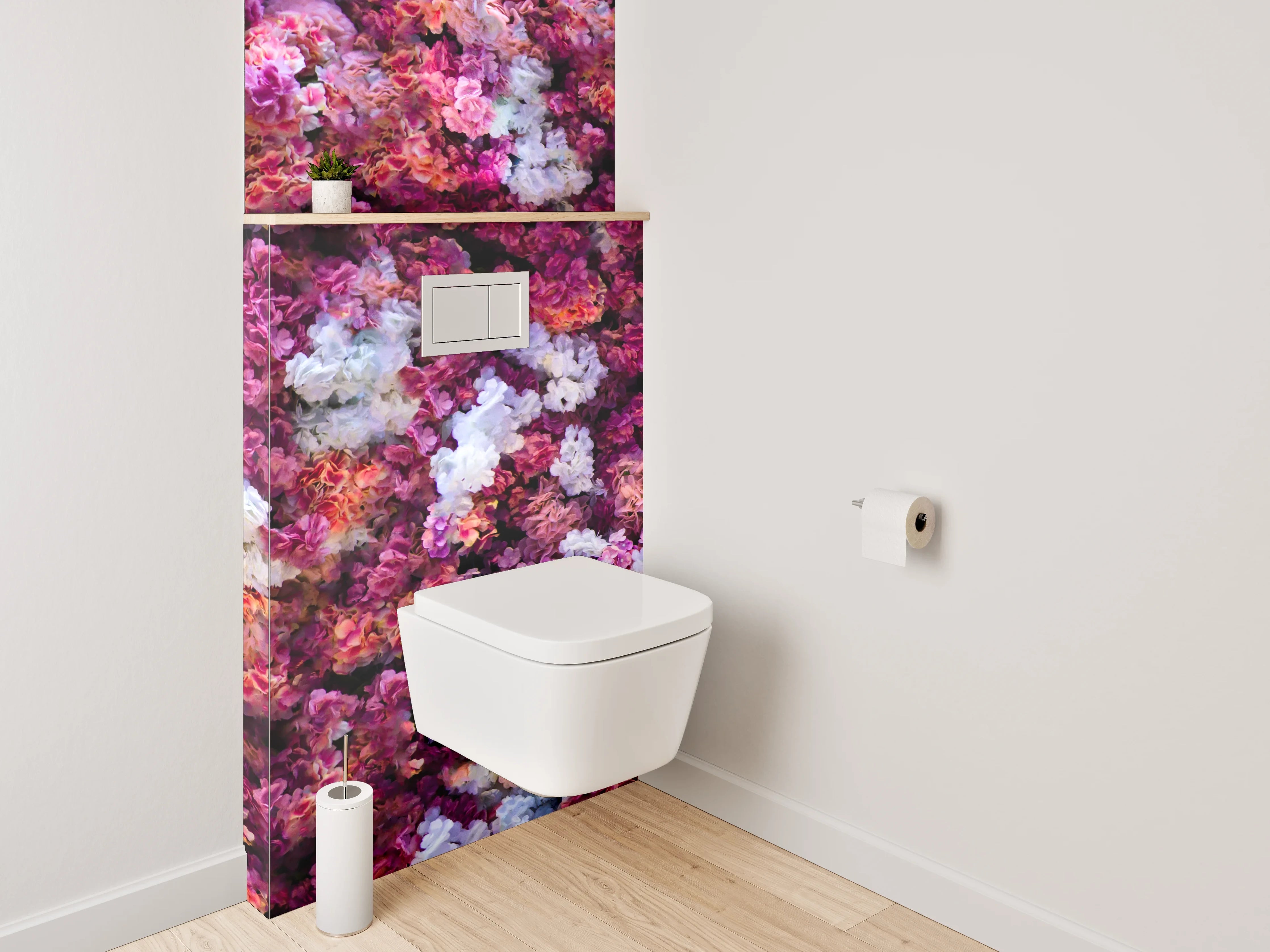 WC-Rückwand - Blumenmeer Rosa-Lila Aquarell