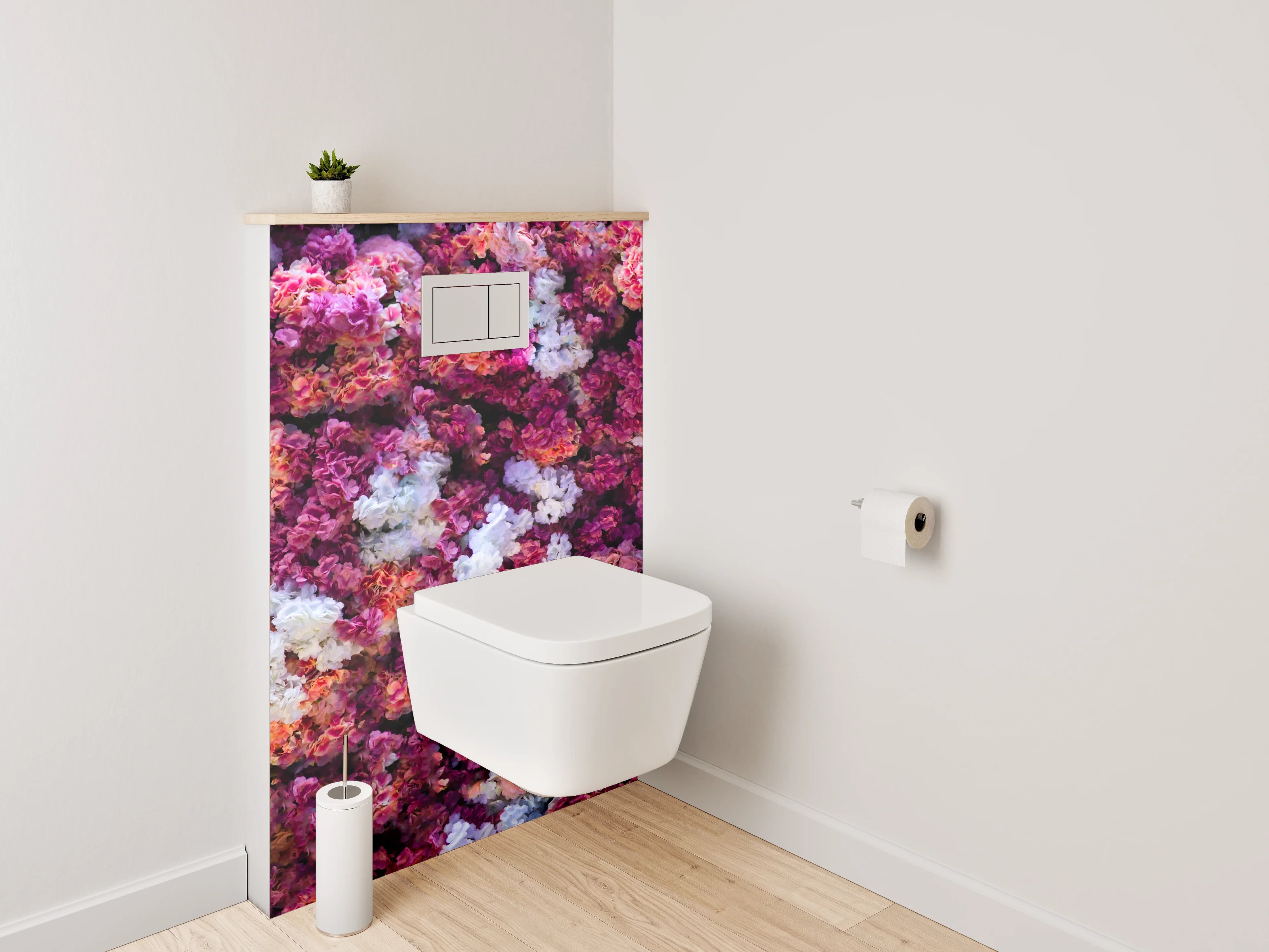 WC-Rückwand - Blumenmeer Rosa-Lila Aquarell