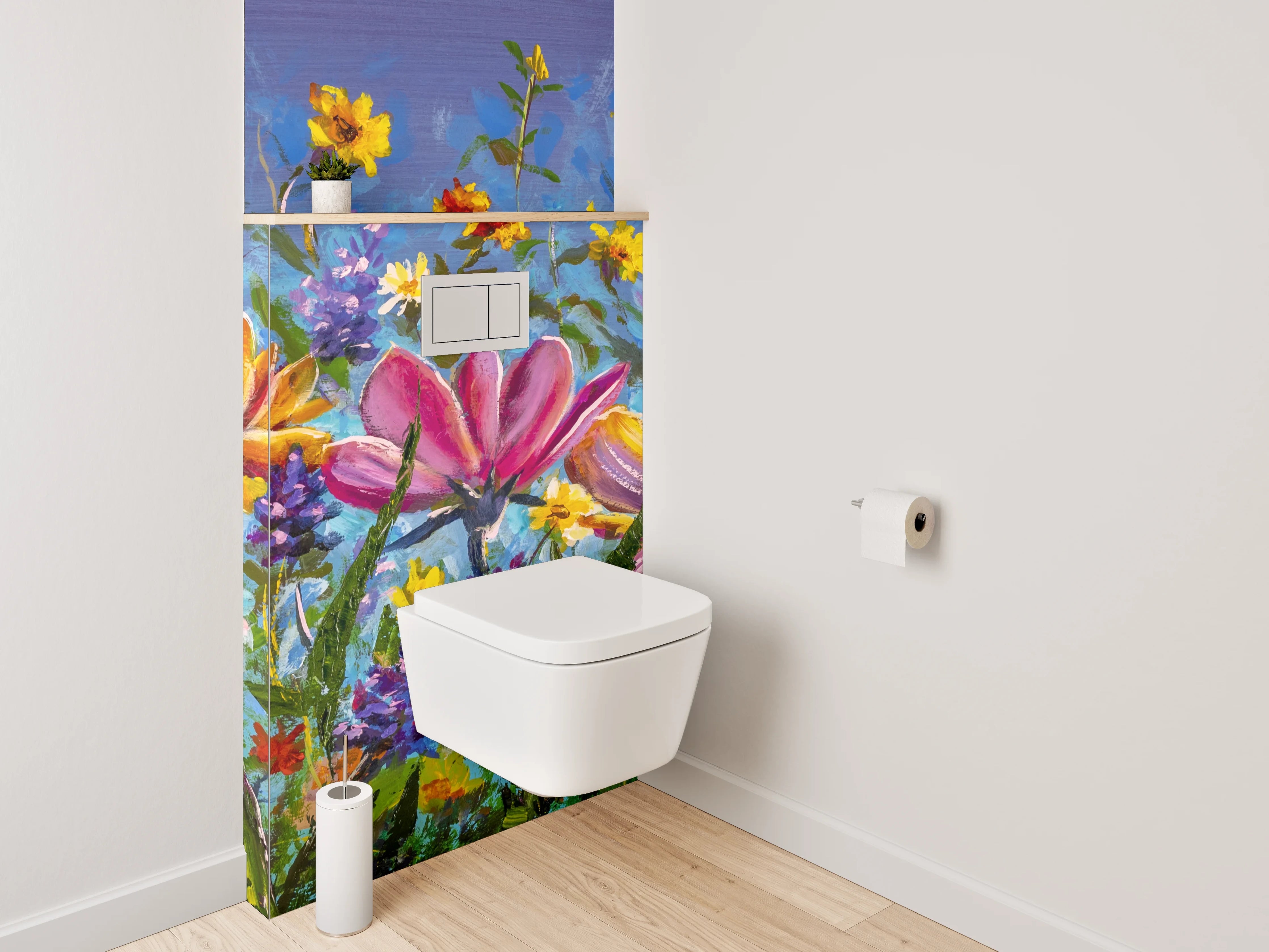 WC-Rückwand - Blumenwiese Gemälde Frühling Farben