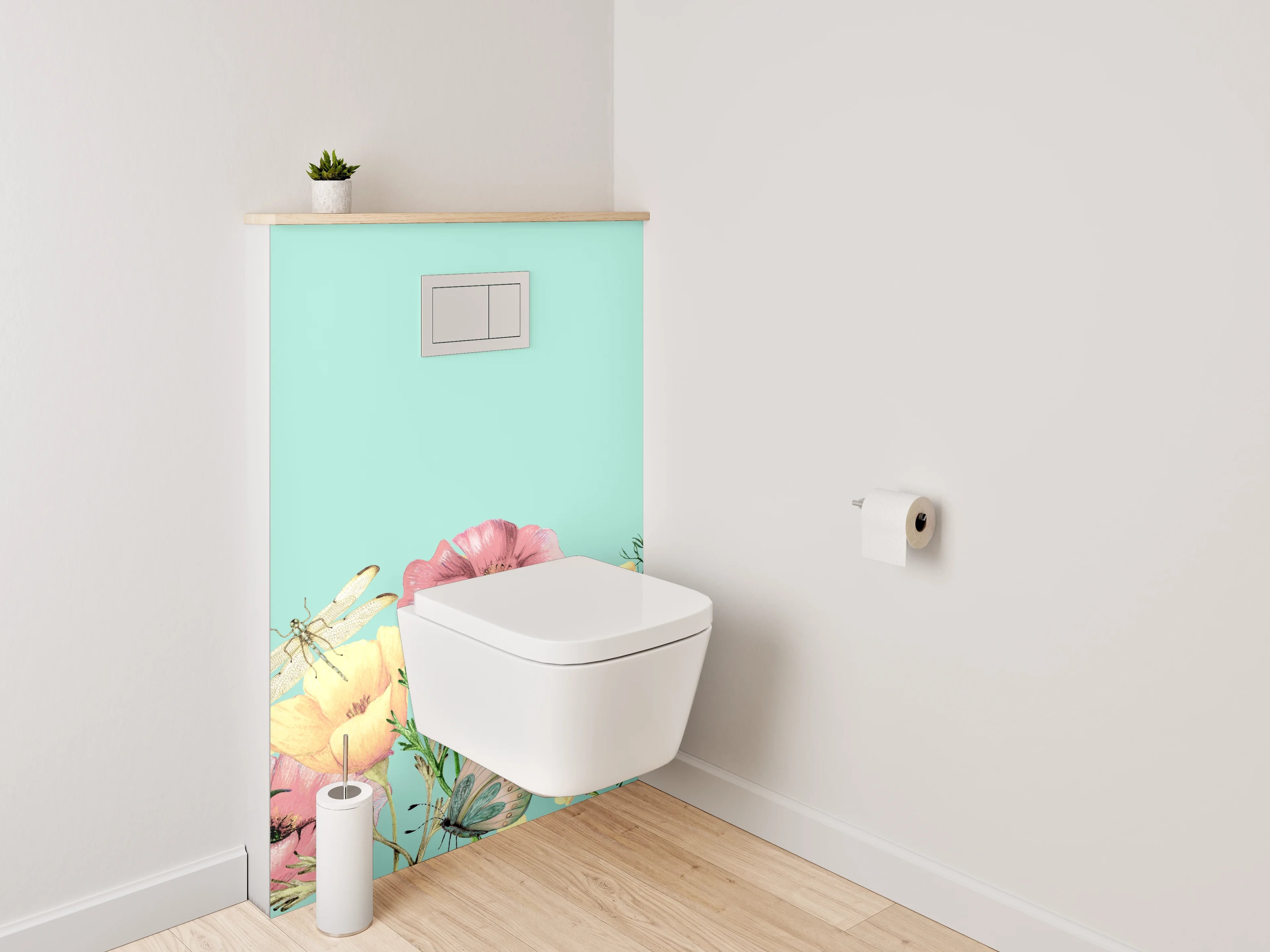 WC-Rückwand - Blumenwiese mit Schmetterlingen Illustration