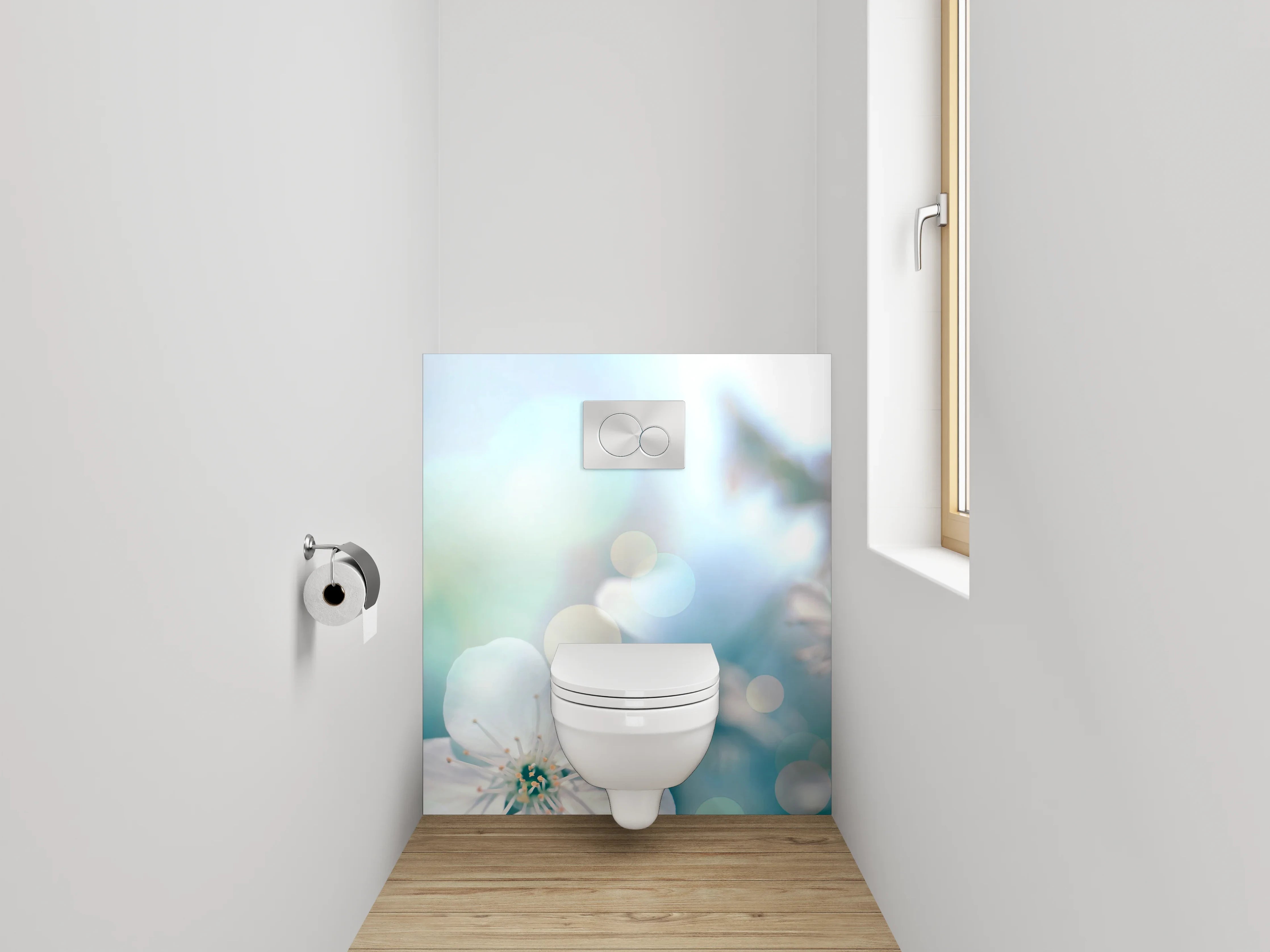 WC-Rückwand - Blumenzauber in zarten Pastellfarben