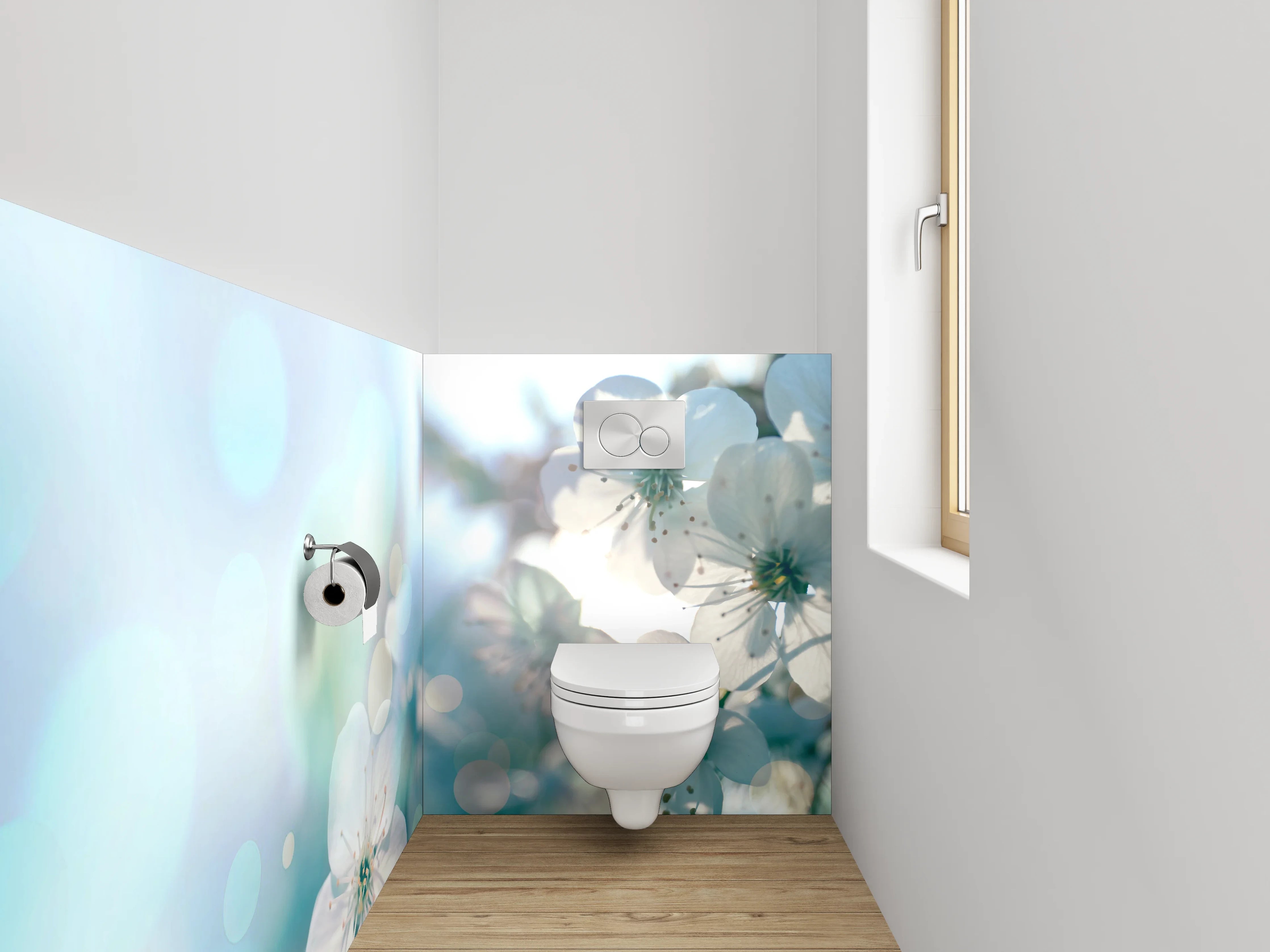 WC-Rückwand - Blumenzauber in zarten Pastellfarben