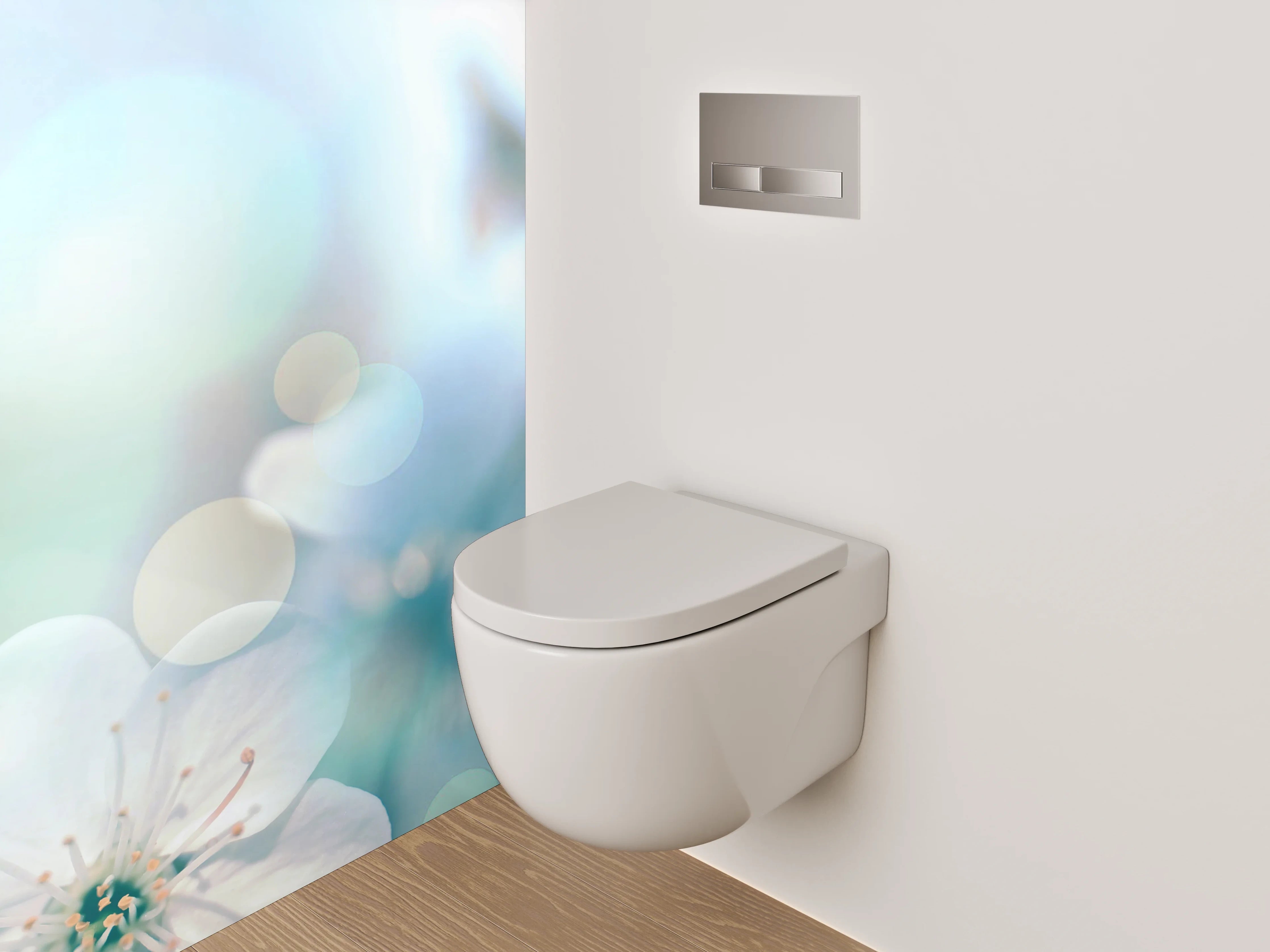 WC-Rückwand - Blumenzauber in zarten Pastellfarben