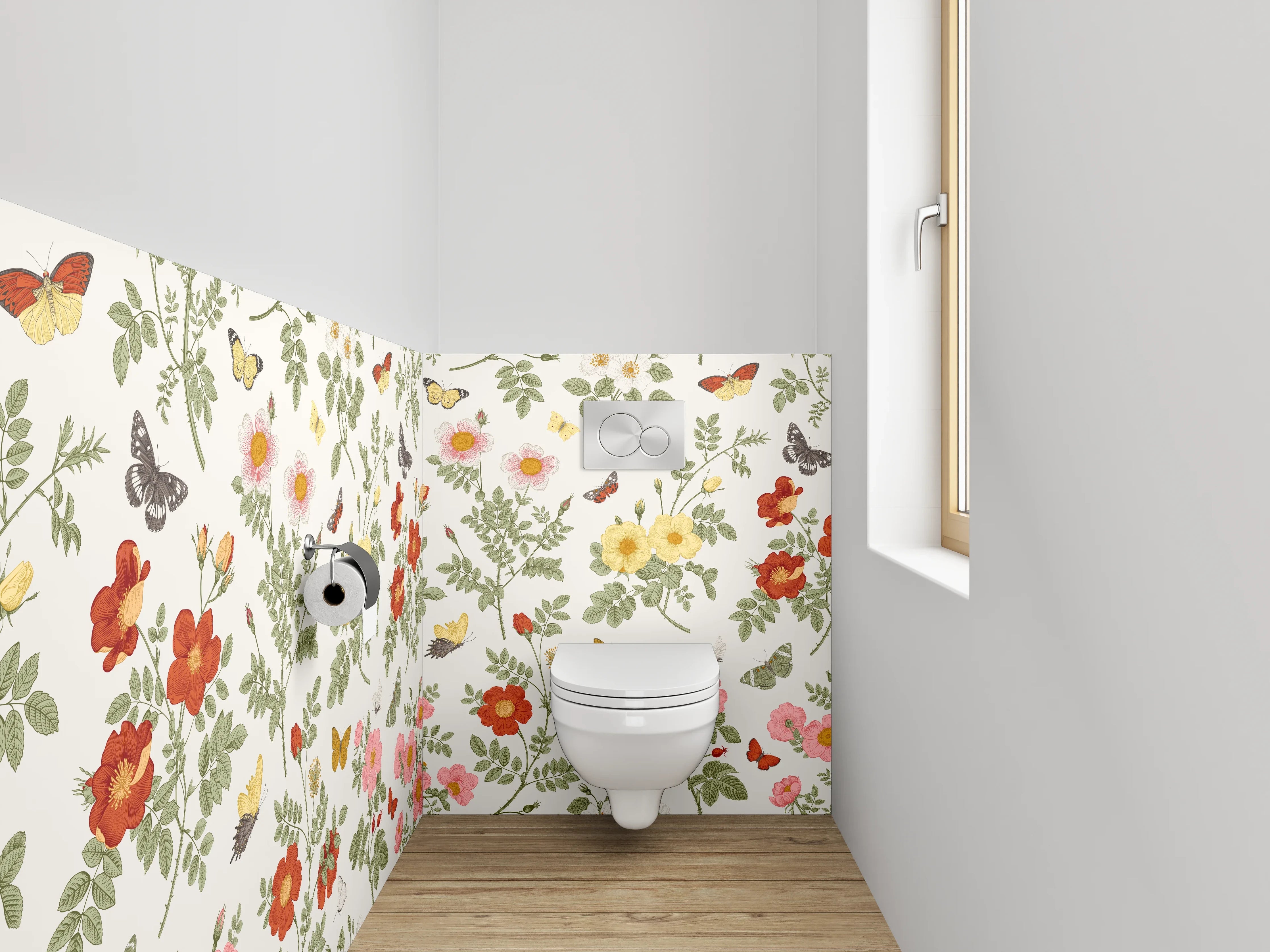 WC-Rückwand - Blumige Vintage-Wiese Aquarell Muster