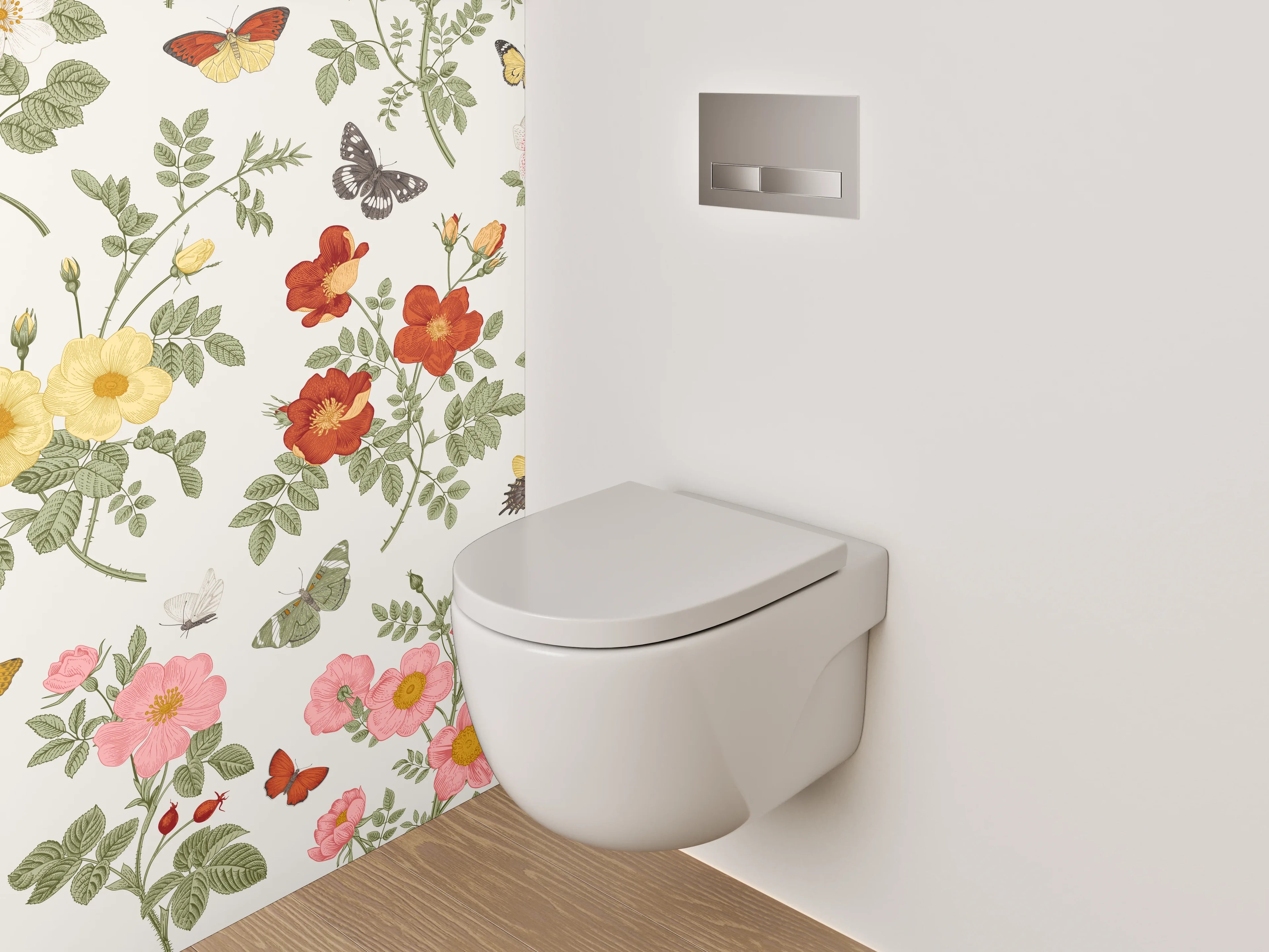 WC-Rückwand - Blumige Vintage-Wiese Aquarell Muster