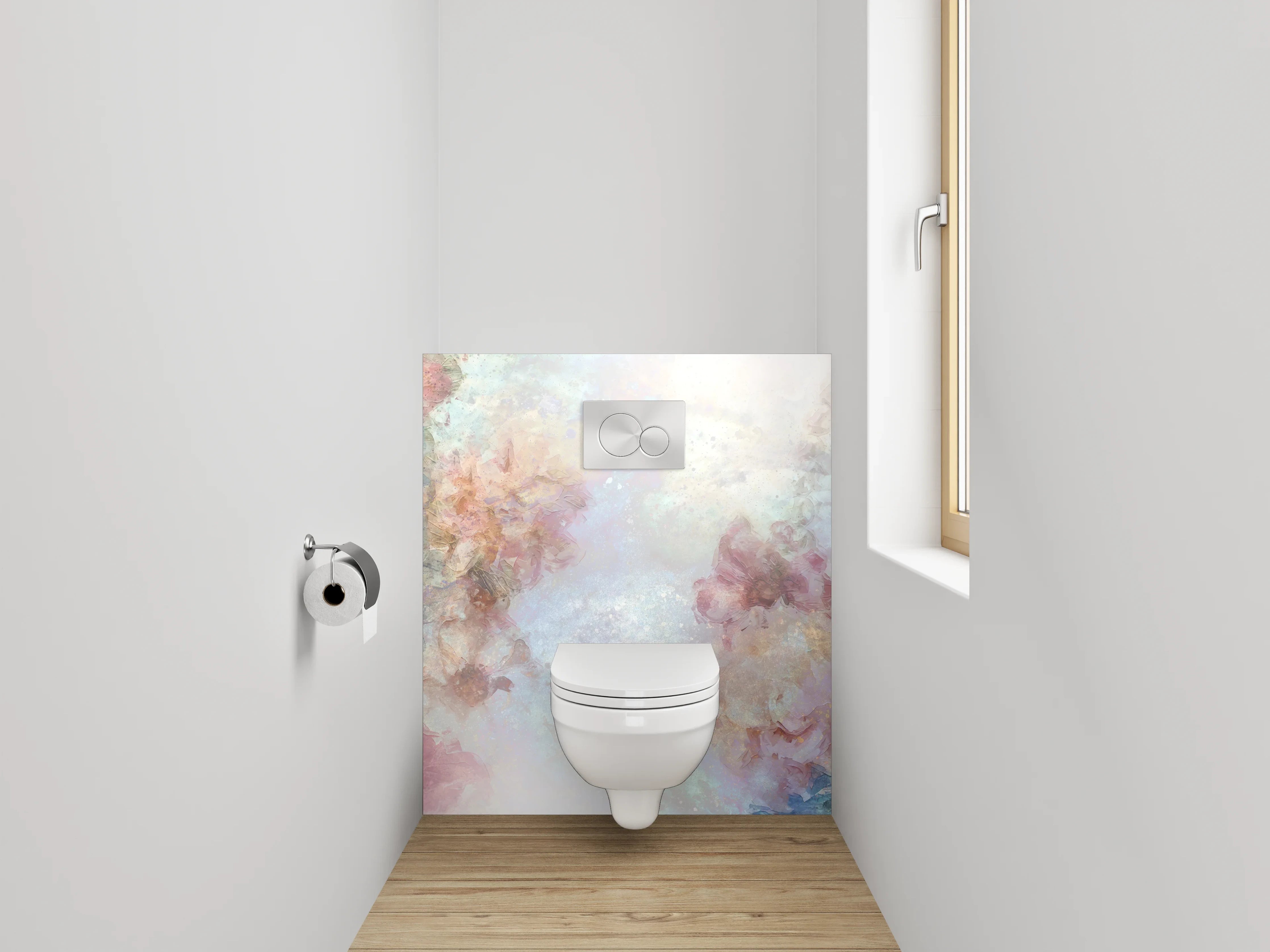 WC-Rückwand - Blumiges Aquarell Pastell Effekt