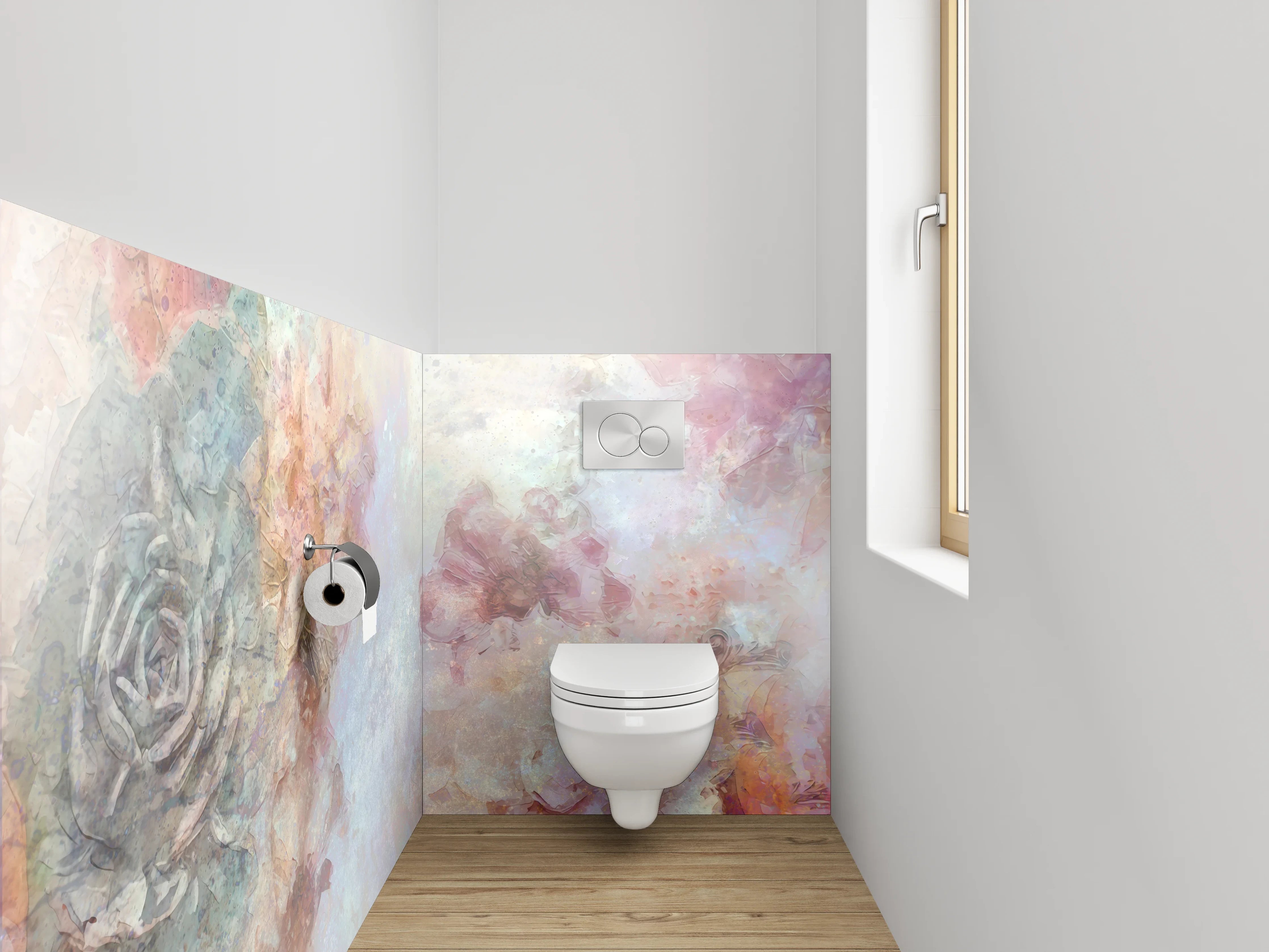 WC-Rückwand - Blumiges Aquarell Pastell Effekt
