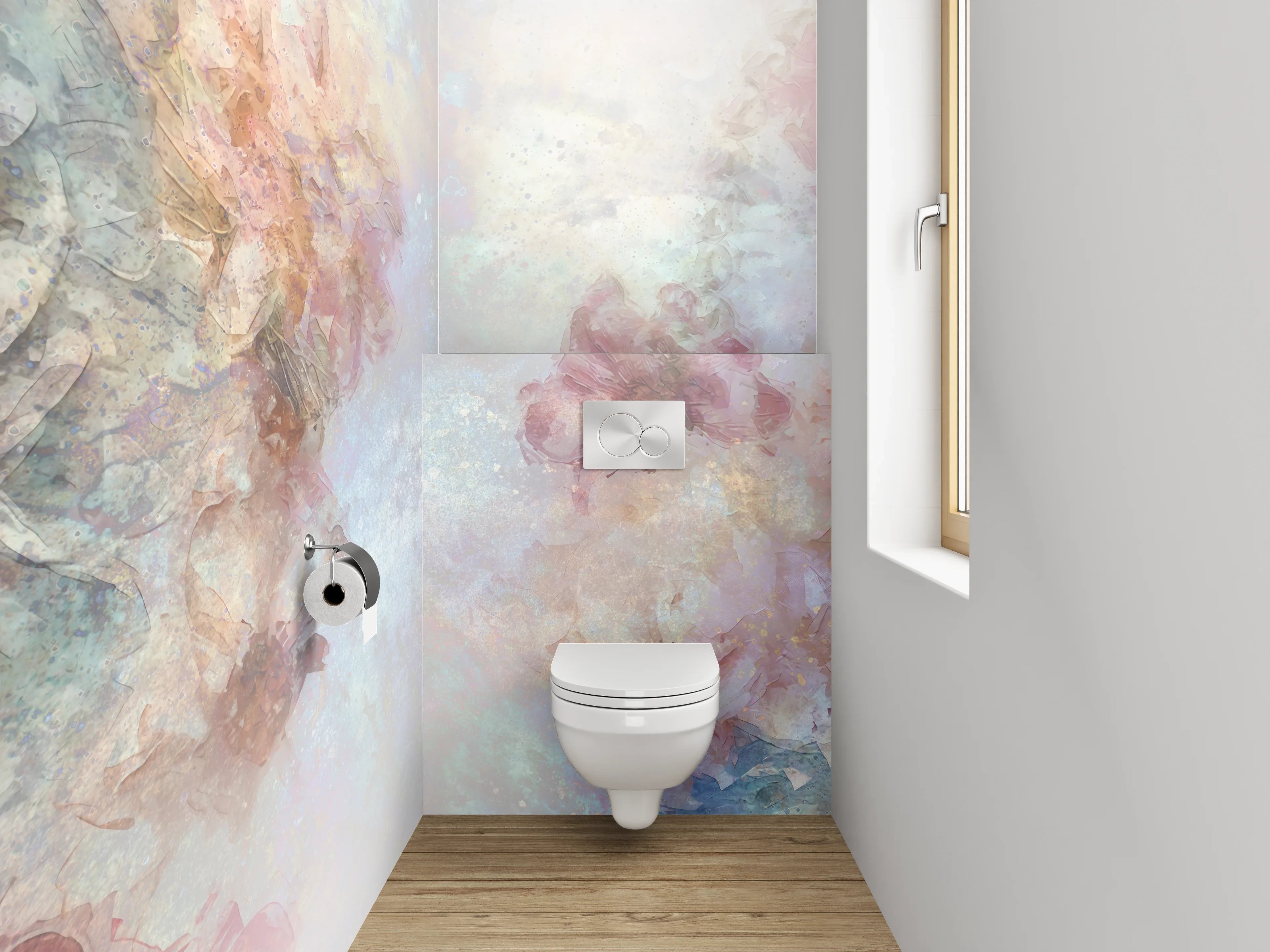 WC-Rückwand - Blumiges Aquarell Pastell Effekt