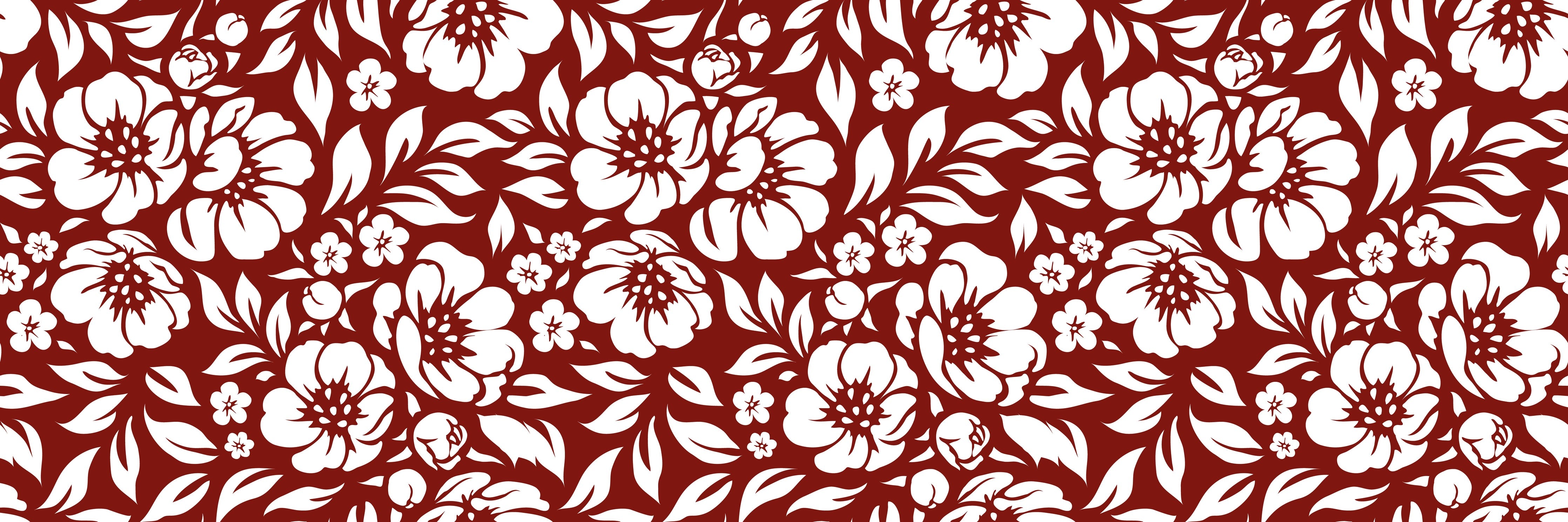 WC-Rückwand-Blumiges Ornamentmuster Rot-Weiß