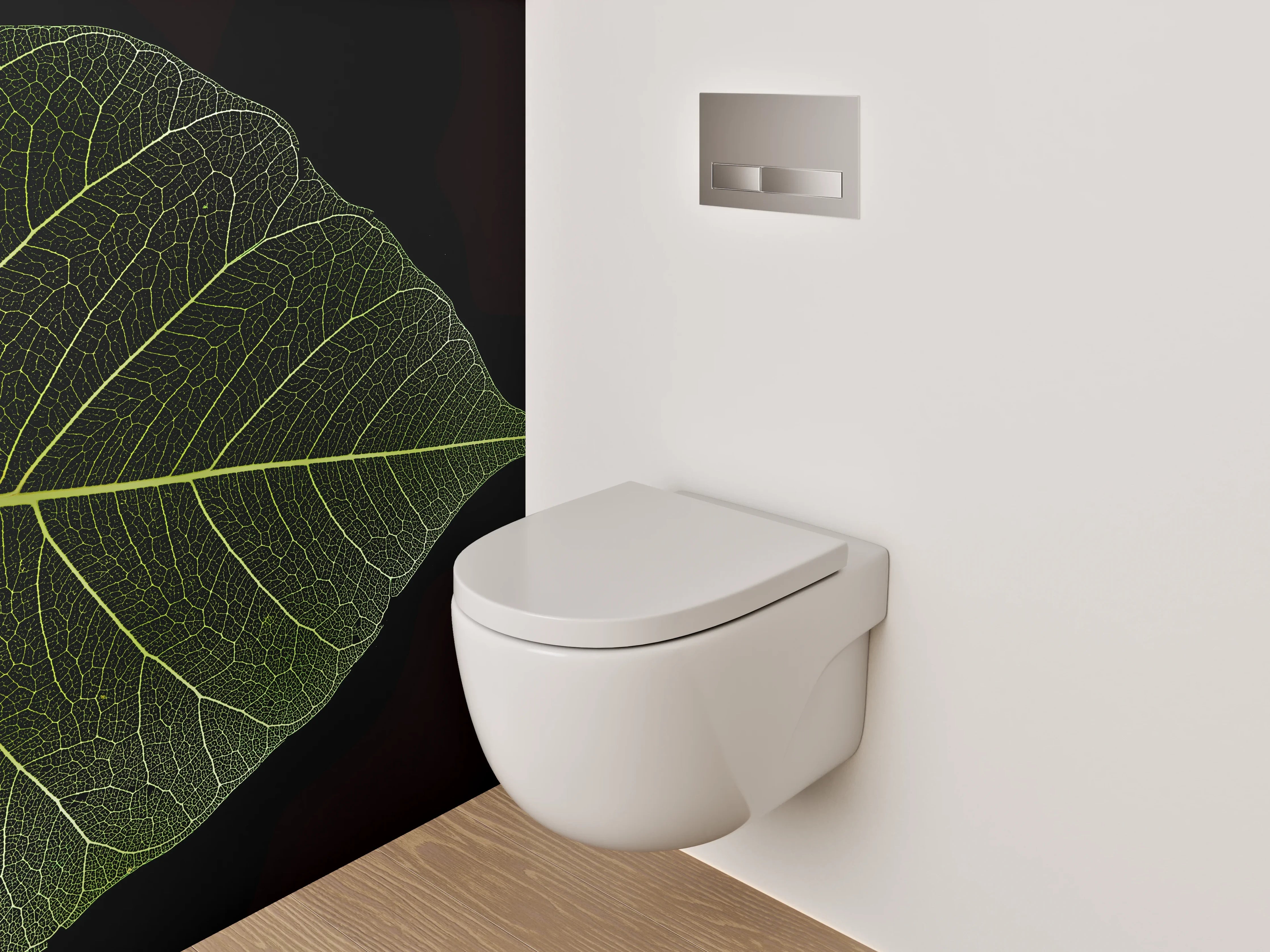 WC-Rückwand - Bodhi Blatt Skelett auf Schwarz